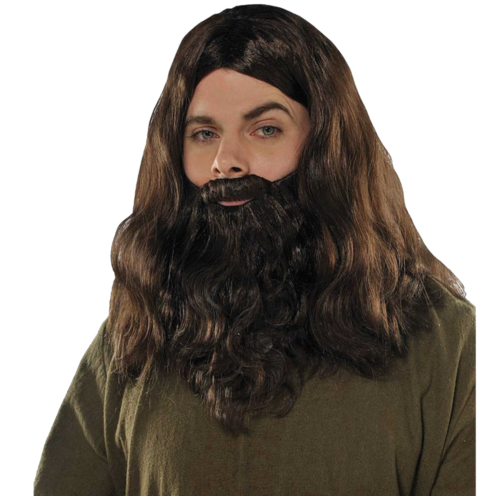 Long Dark Brown Wig and Beard Set