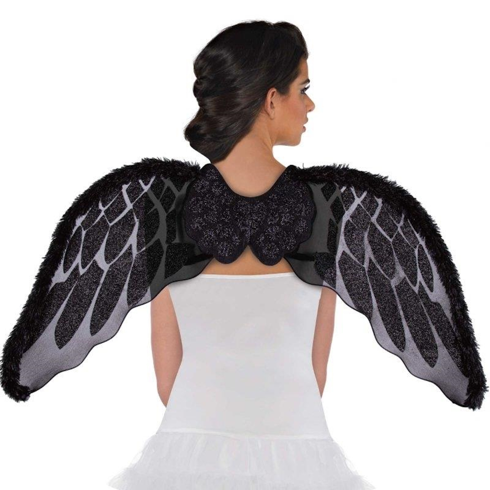 Black Marabou Faux Fur Angel Wings Adult Costume Accessory