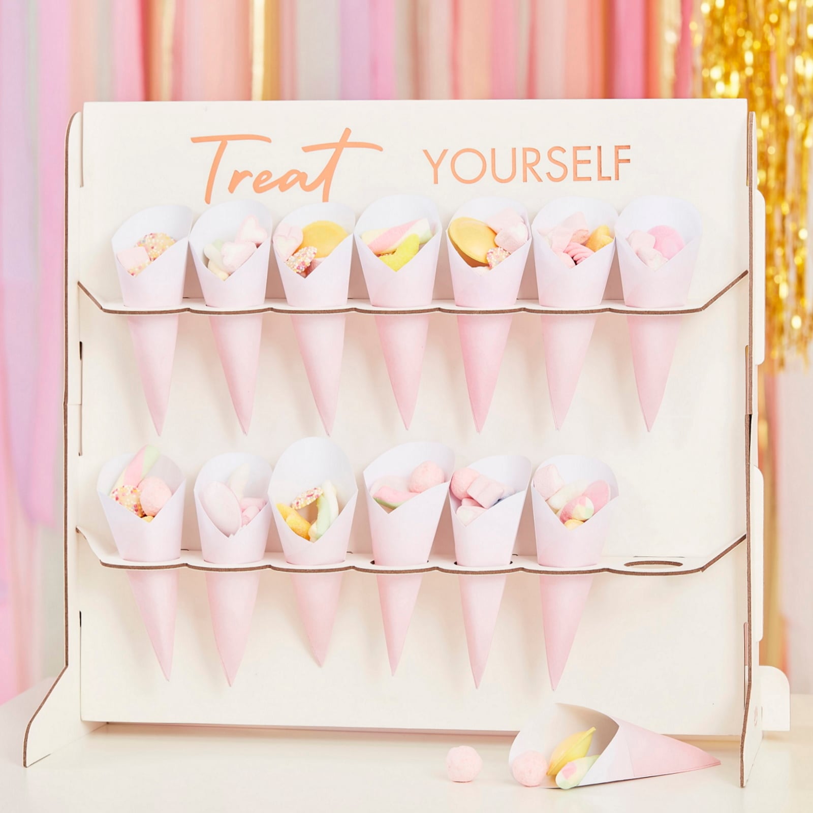 Ginger Ray Rose Gold Treat Yourself Cone Stand