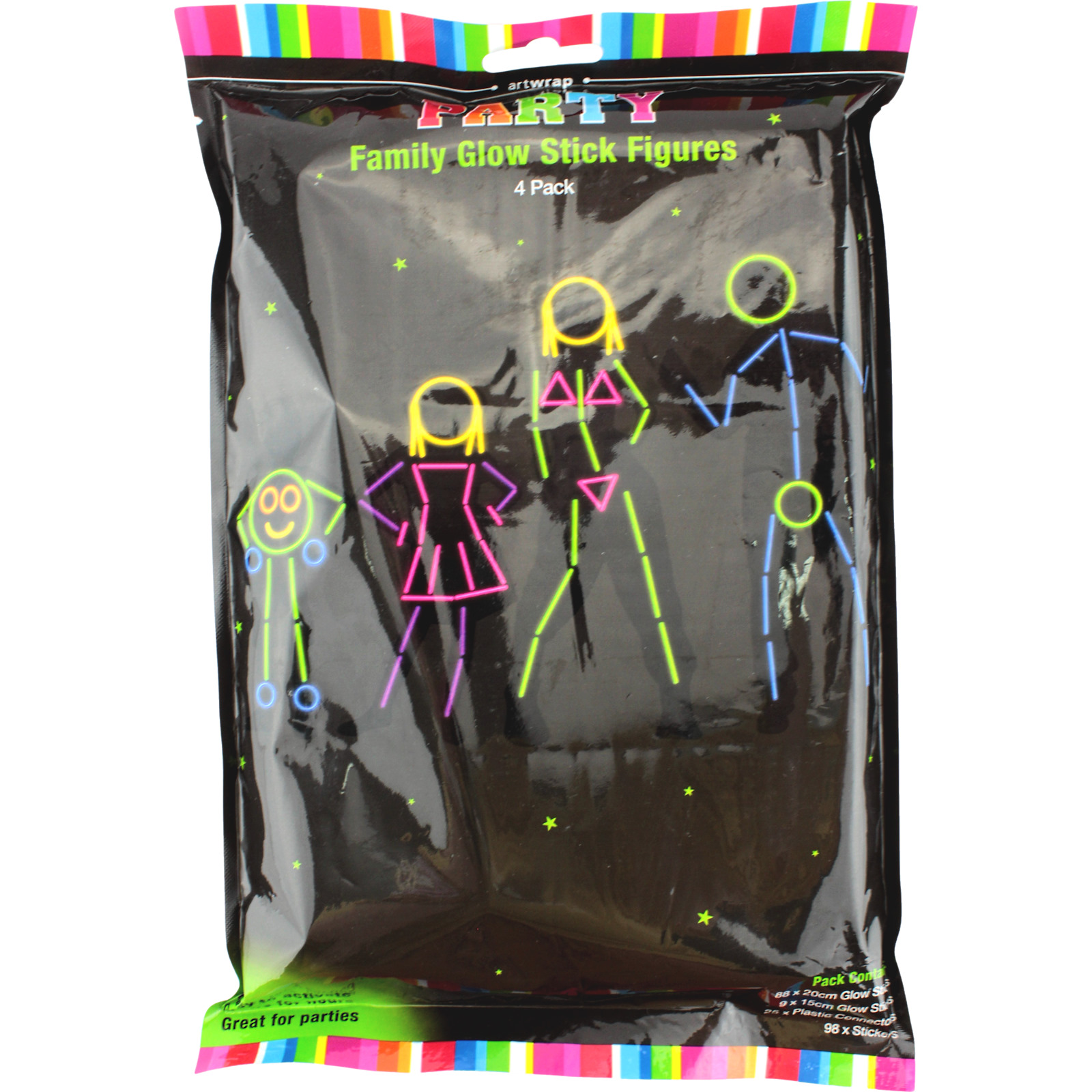 Family of 4 Glow Stick Figures Costume Kit