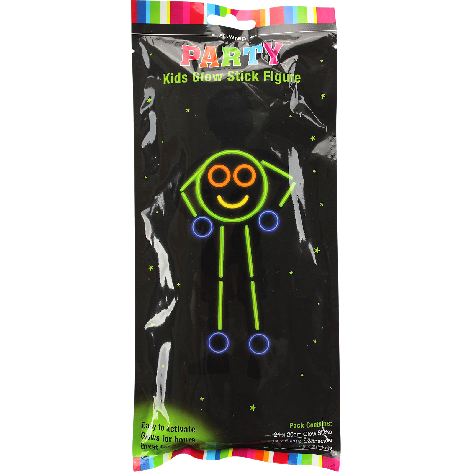 Kids Smiley Face Glow Stick Figure Costume Kit