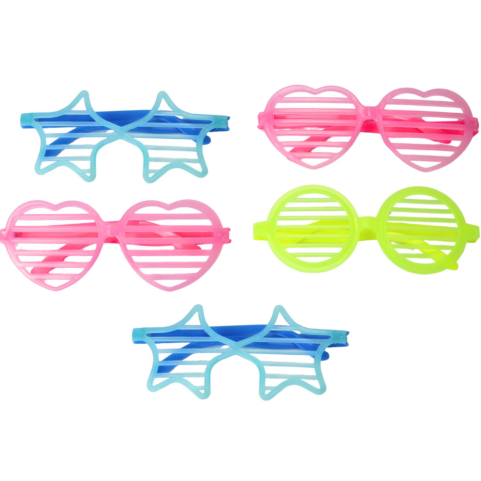 UV Glow In The Dark Shaped Glasses (Pack of 5)