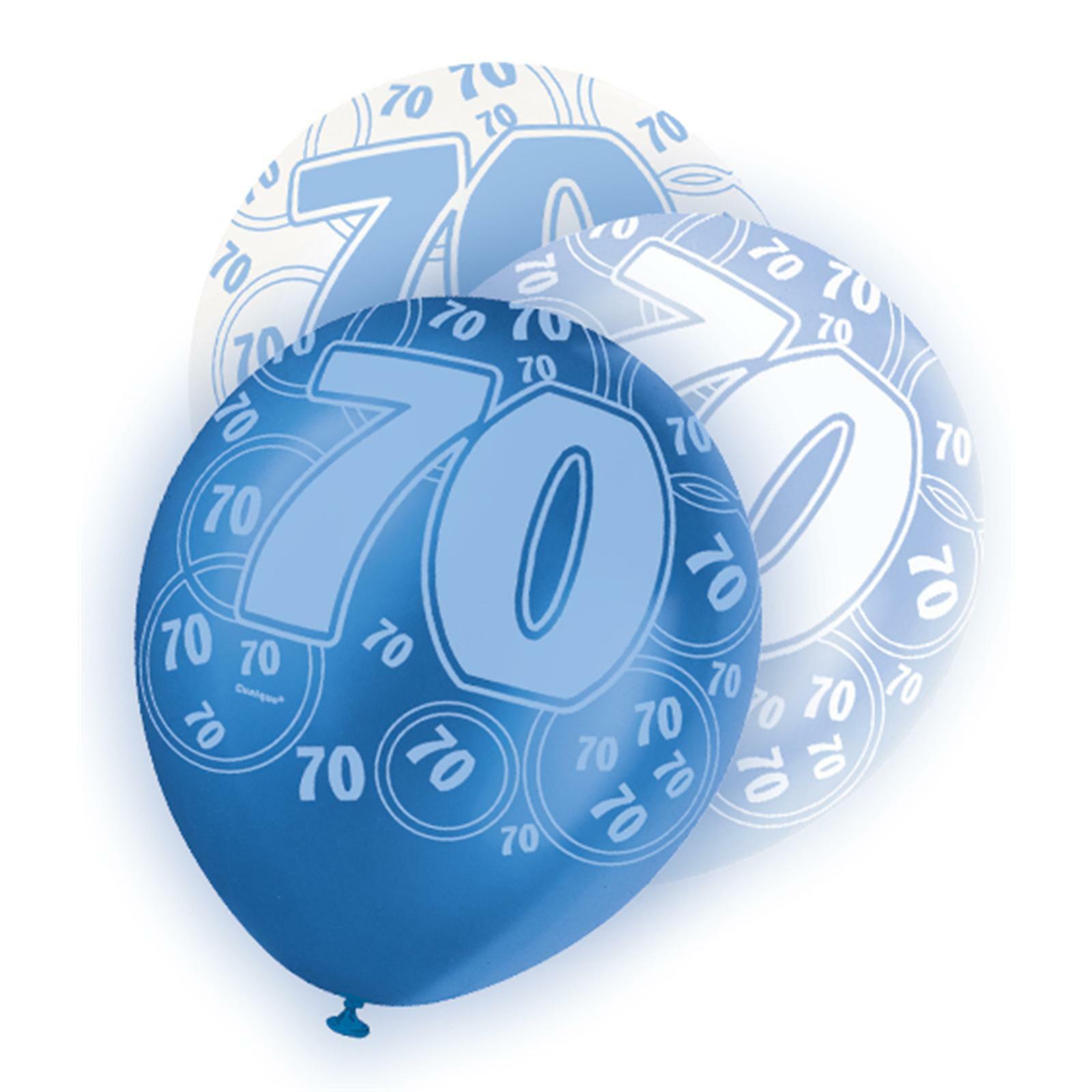 Glitz Blue 70th Birthday Balloons (Pack of 6)