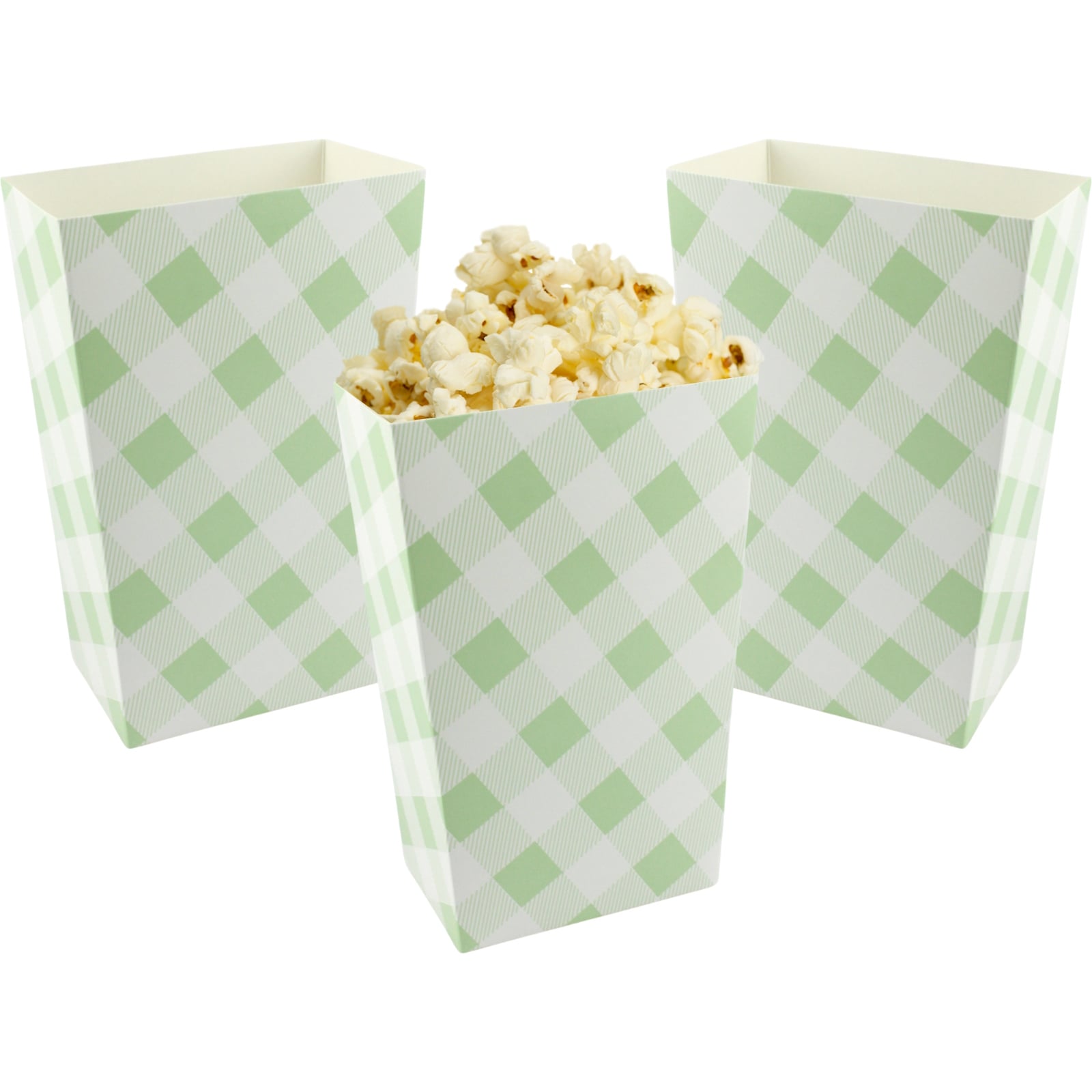 Green Gingham Popcorn Boxes (Pack of 10)