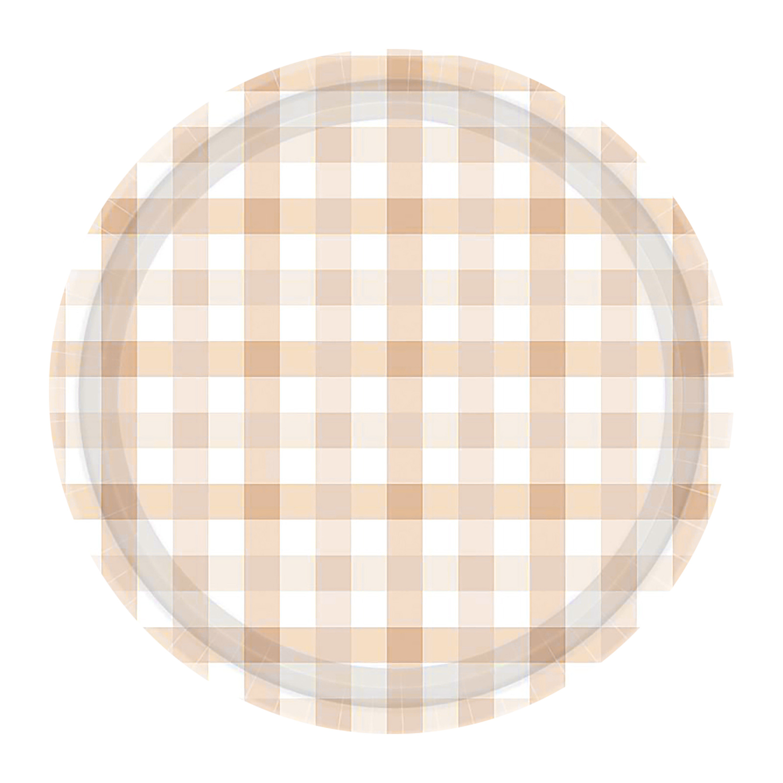 Sand Gingham Small Paper Plates (Pack of 8)