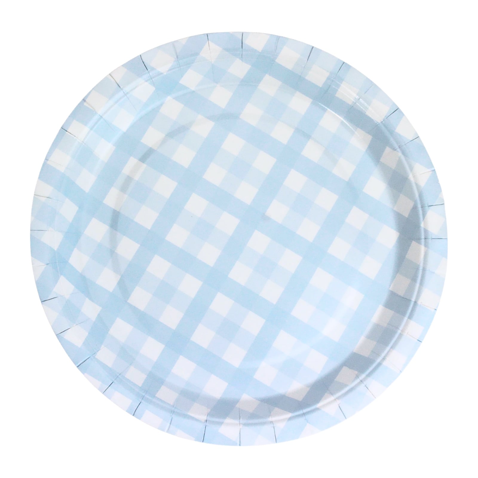 Pastel Blue Gingham Small Paper Plates (Pack of 8)