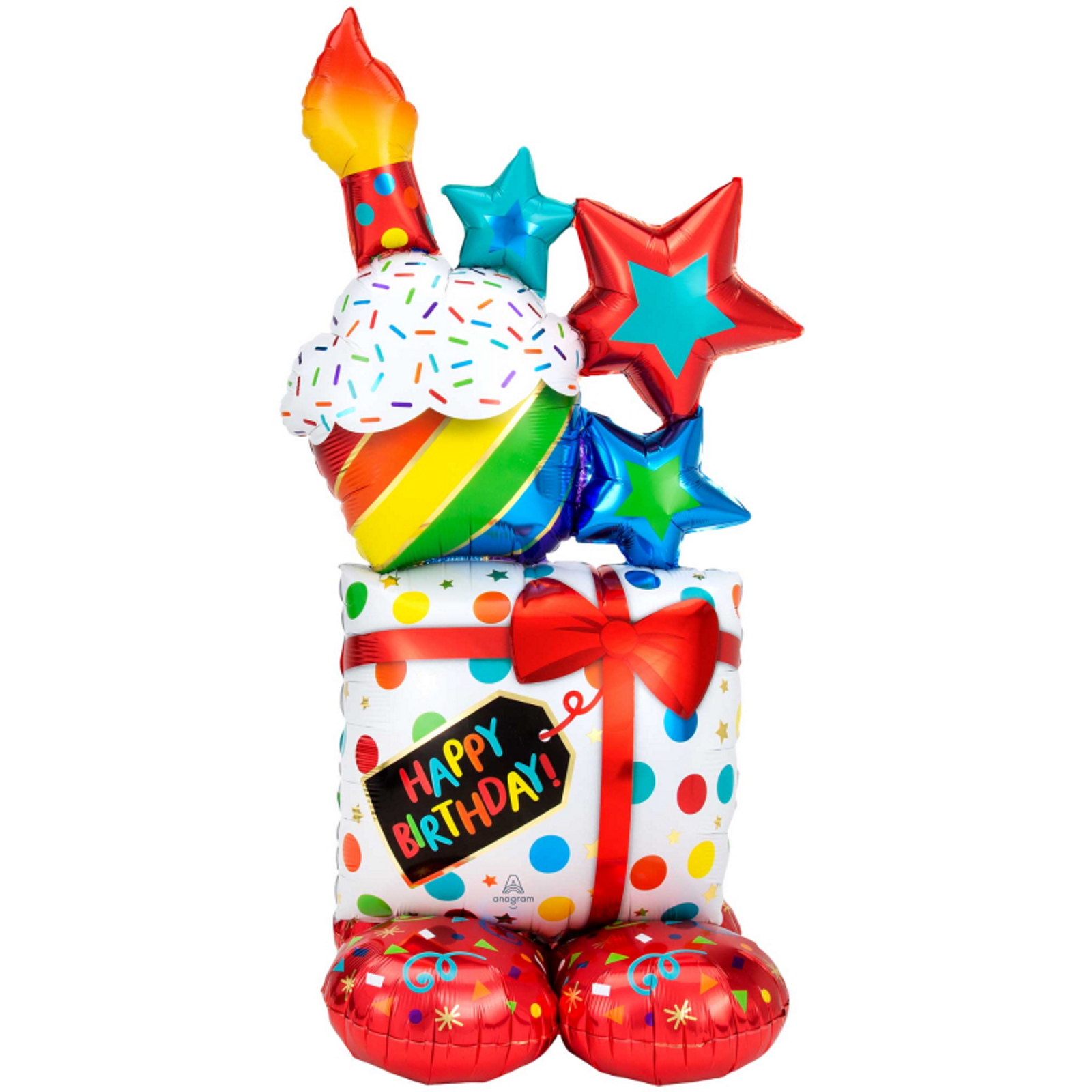 AirLoonz Teetering Birthday Cake & Gift Air Fill Balloon 139cm 