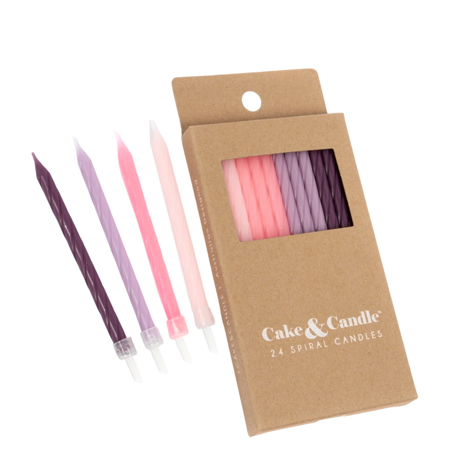 Pinks & Purples Tall Spiral Candles (Pack of 24)