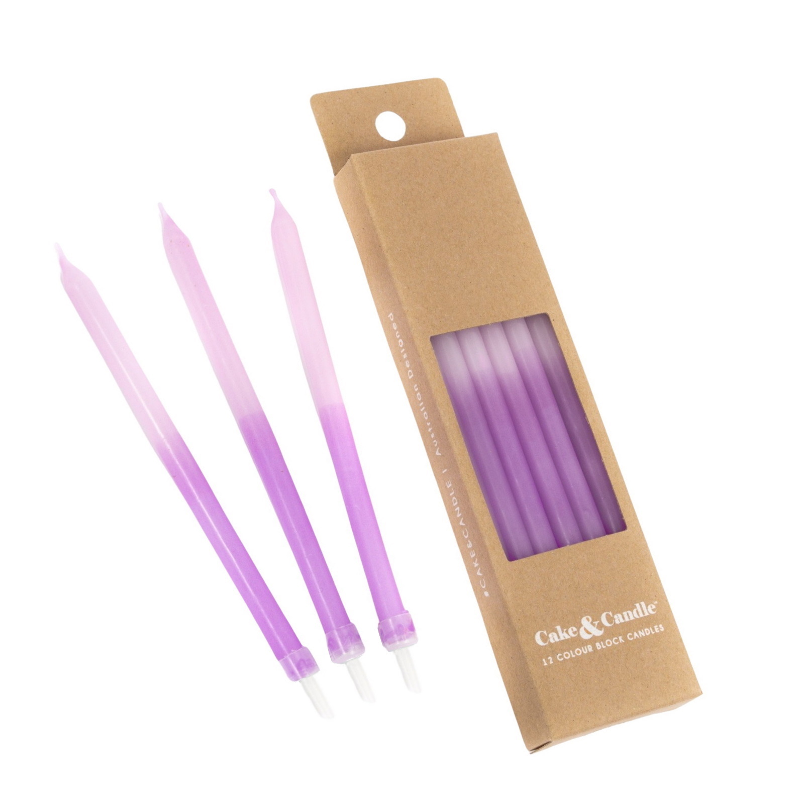 Lilac Block Colour Candles 12cm (Pack of 12) 
