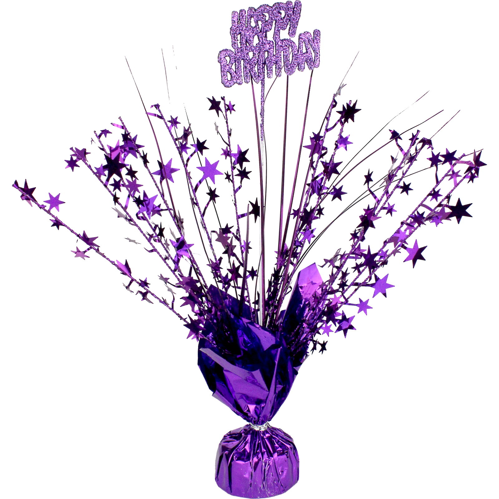 Happy Birthday Purple Star Foil Spray Centrepiece