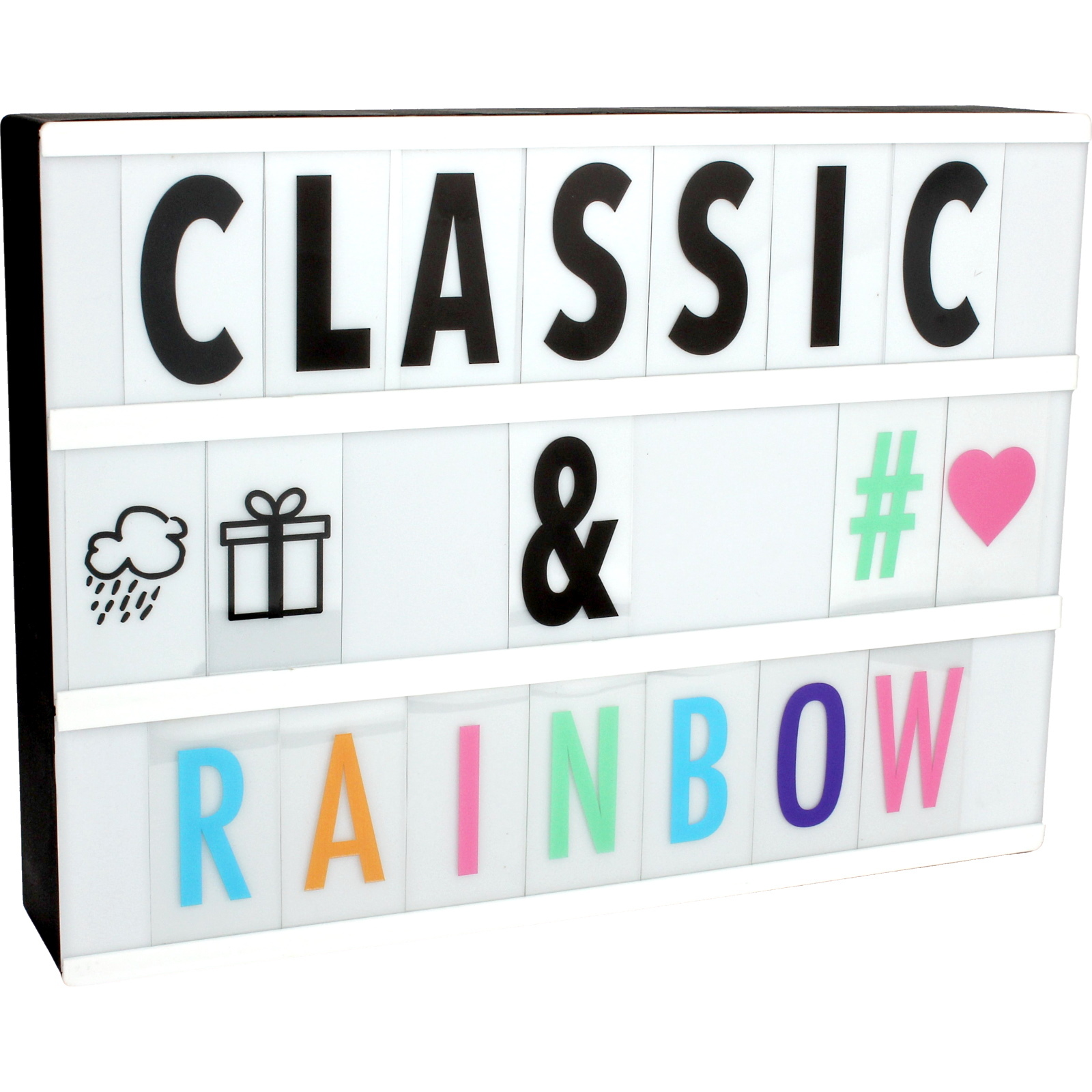 LED Lightbox with Coloured Letters, Numbers & Symbols