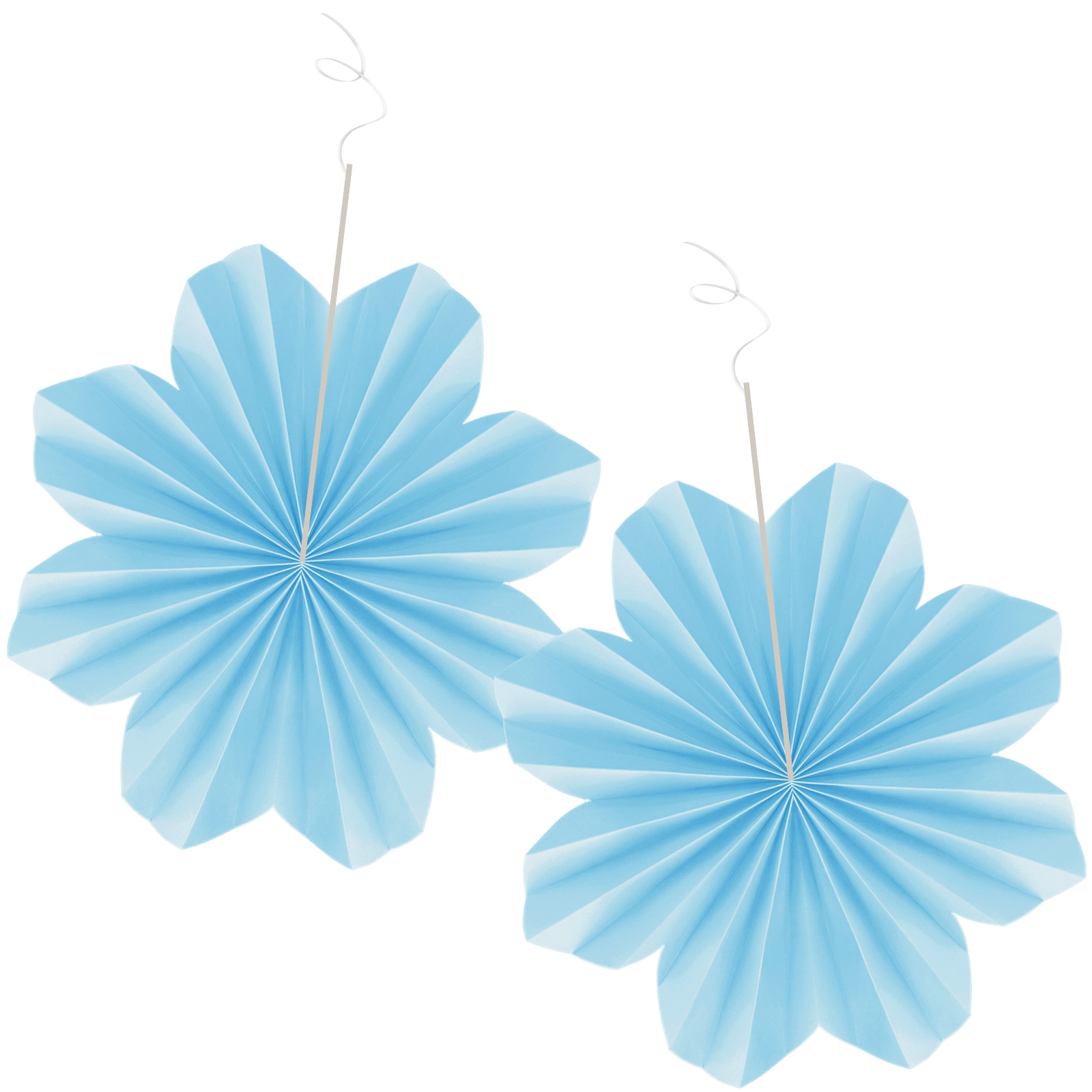 Pastel Blue Paper Daisy Fan Decorations (Pack of 2)