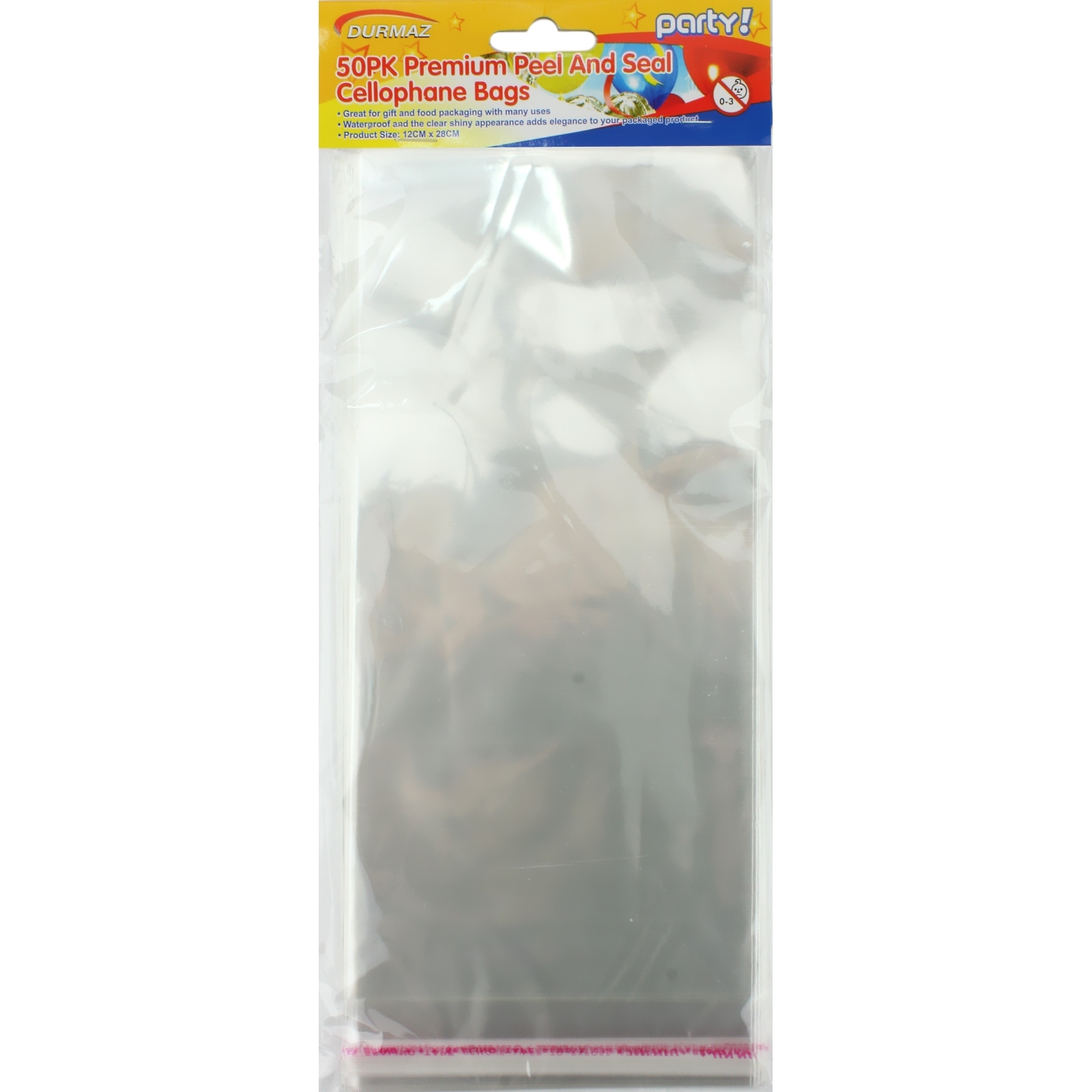 Clear Peel and Seal Cello Bags 12cm x 28cm (Pack of 50)