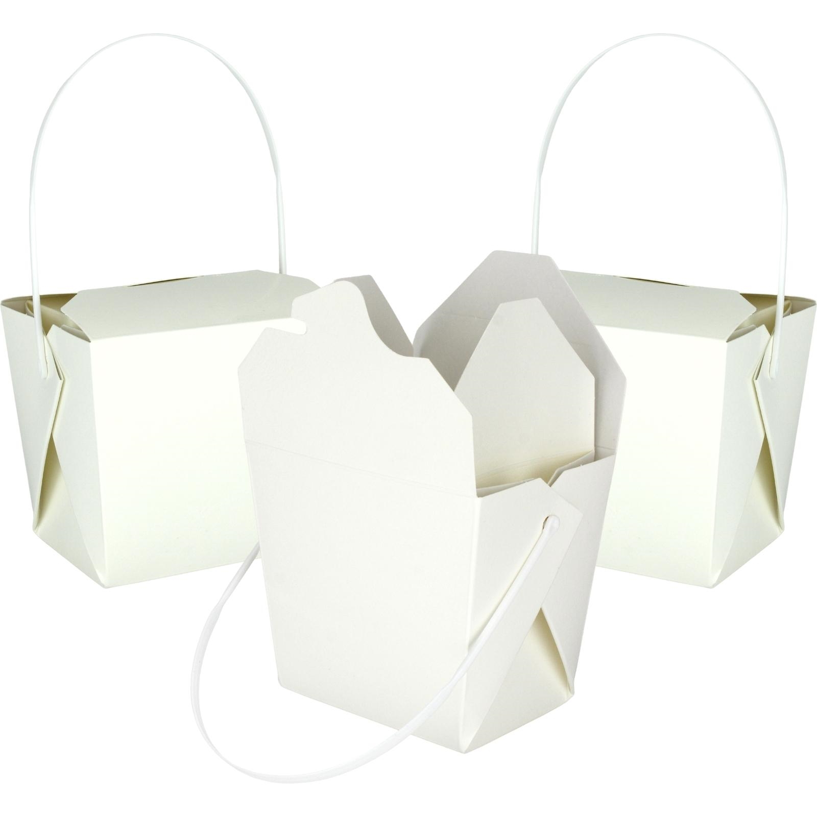 White Paper Noodle Boxes 7.5cm x 5.5cm x 8.5cm (Pack of 4)
