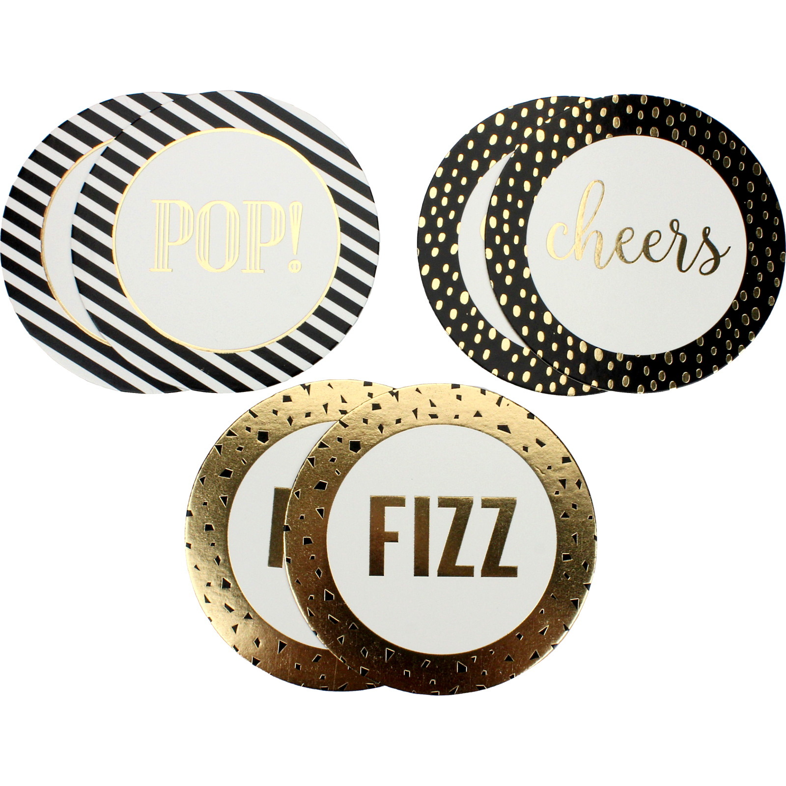 Pop, Cheers & Fizz Drink Coasters (Pack of 6)