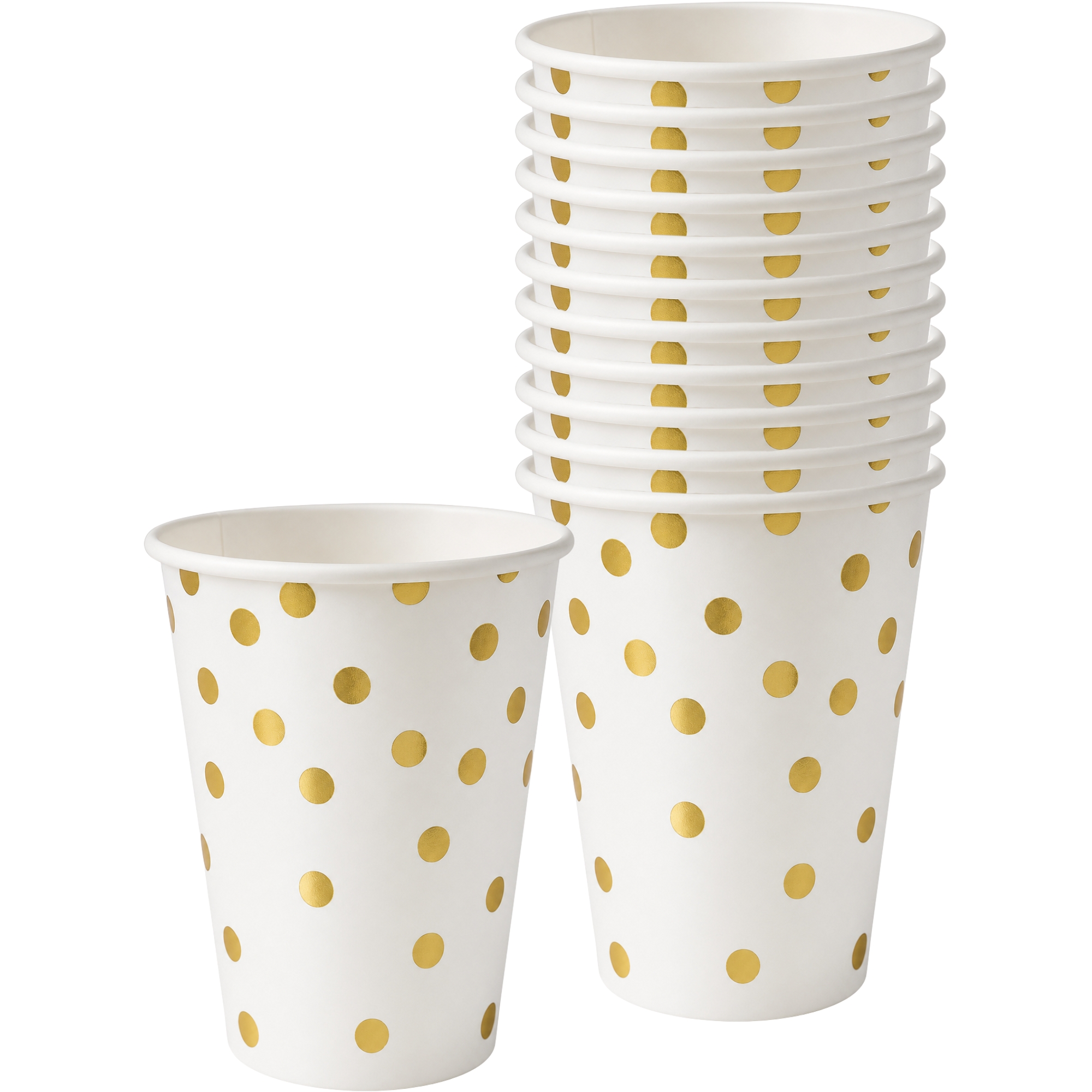 White and Gold Confetti Paper Cups (Pack of 12) 