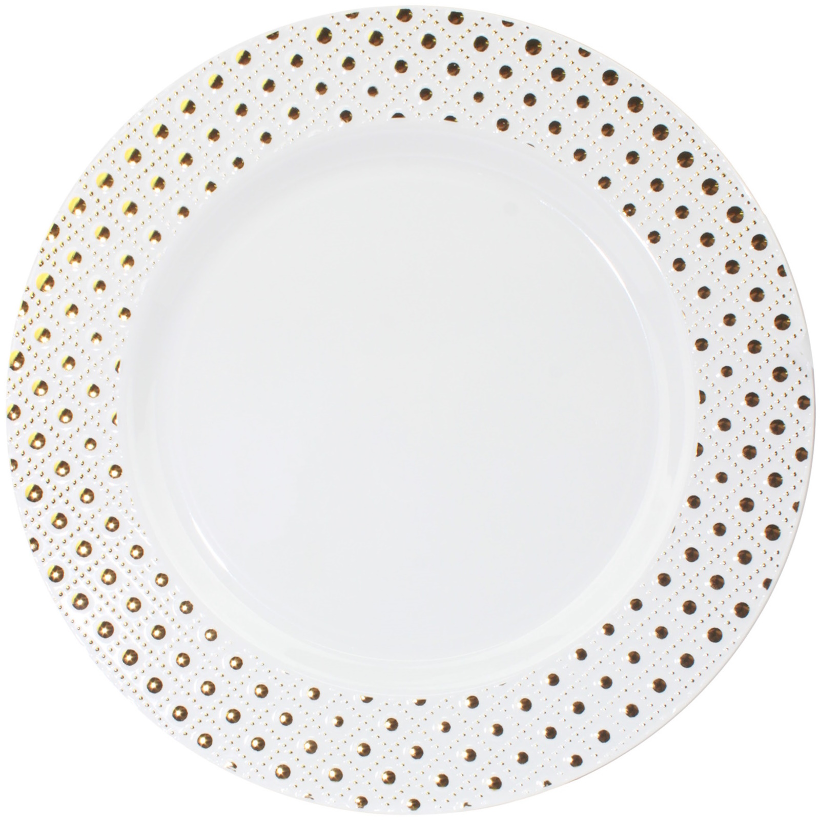 Gold Embossed Dot Trim Large Plastic Plates (Pack of 6)