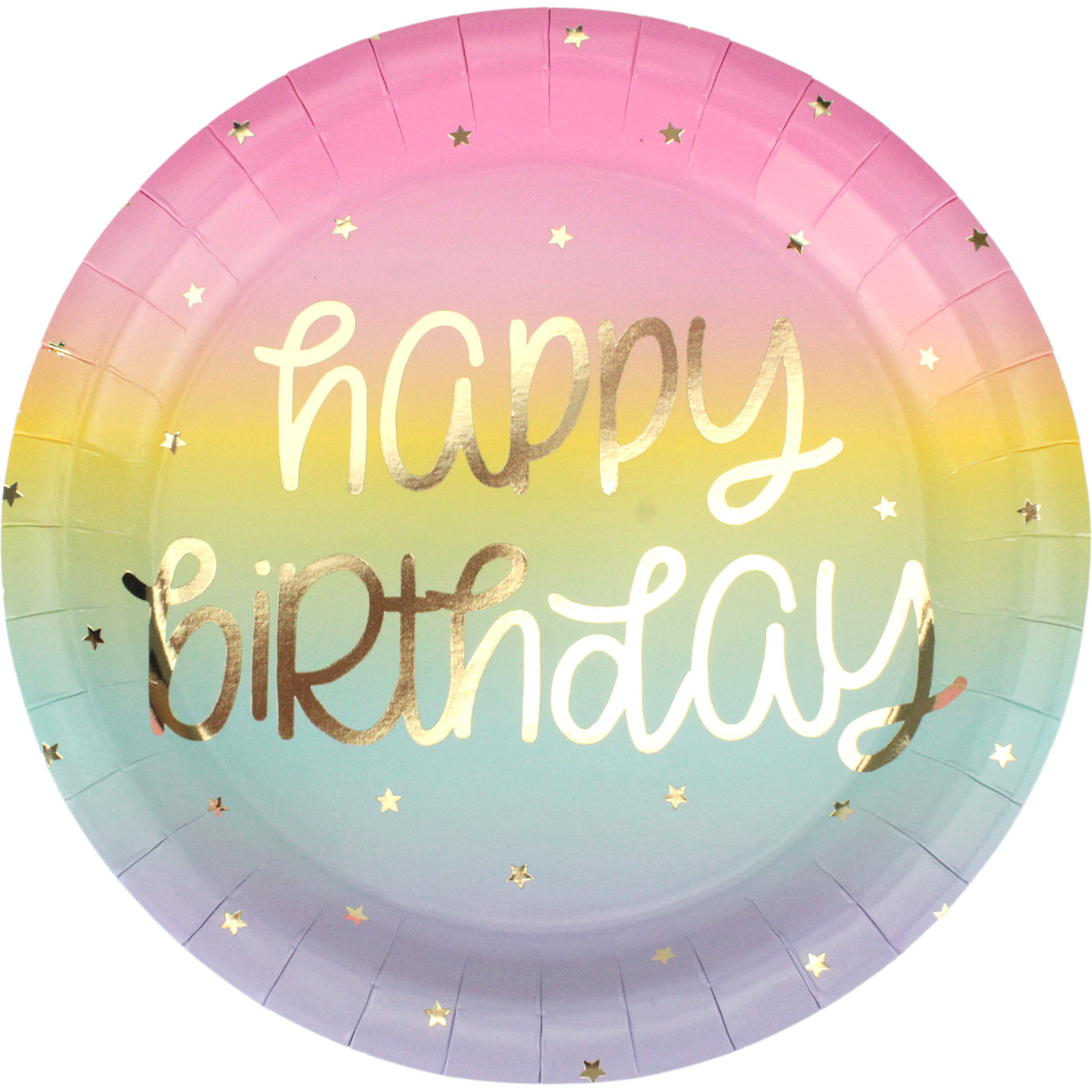 Rainbow Stars Happy Birthday Large Paper Plates (Pack of 8) 