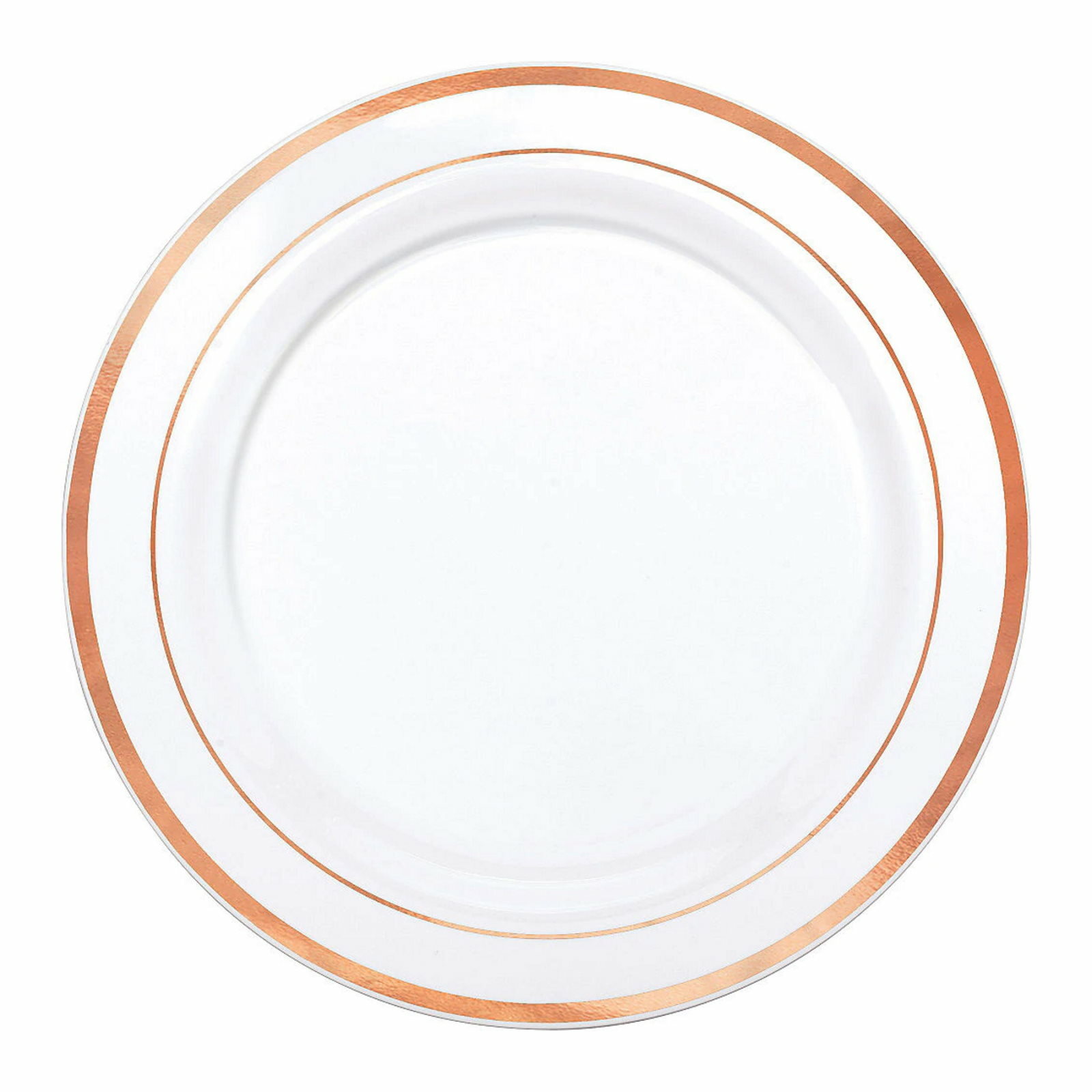 Rose Gold Dual Trim Small Plastic Plates (Pack of 6)