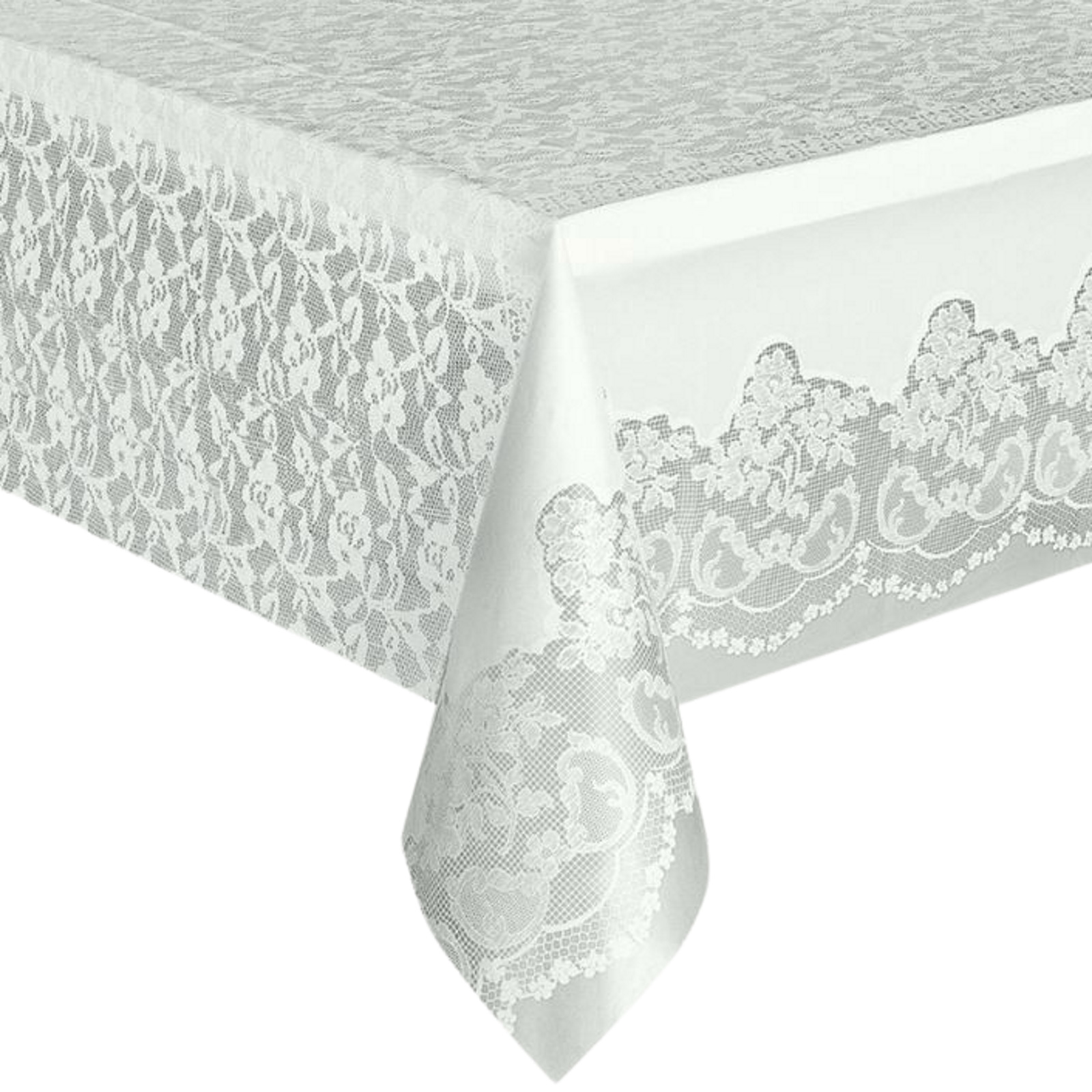White Lace Clear Plastic Tablecloth