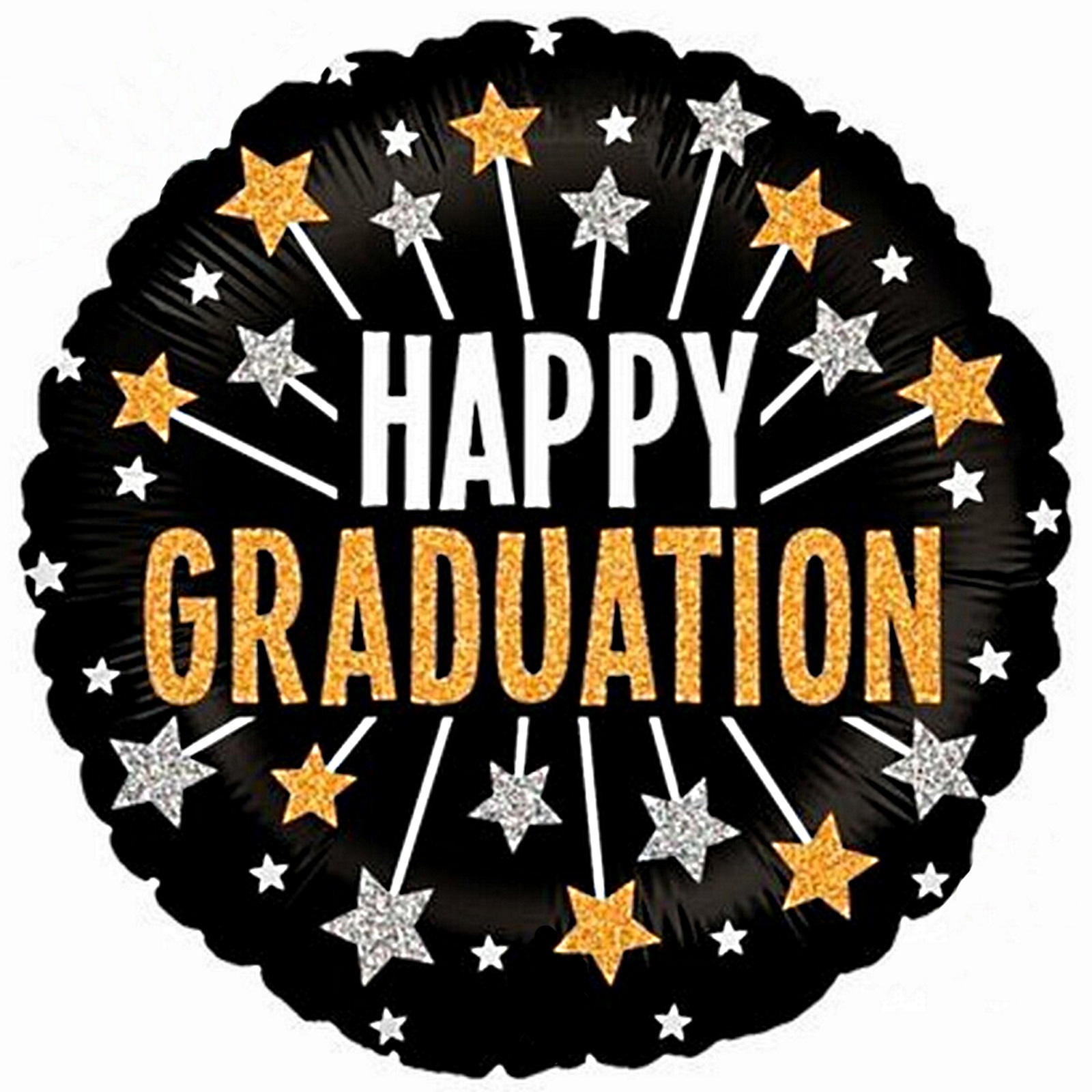Happy Graduation Glittering Stars Helium Balloon 45cm