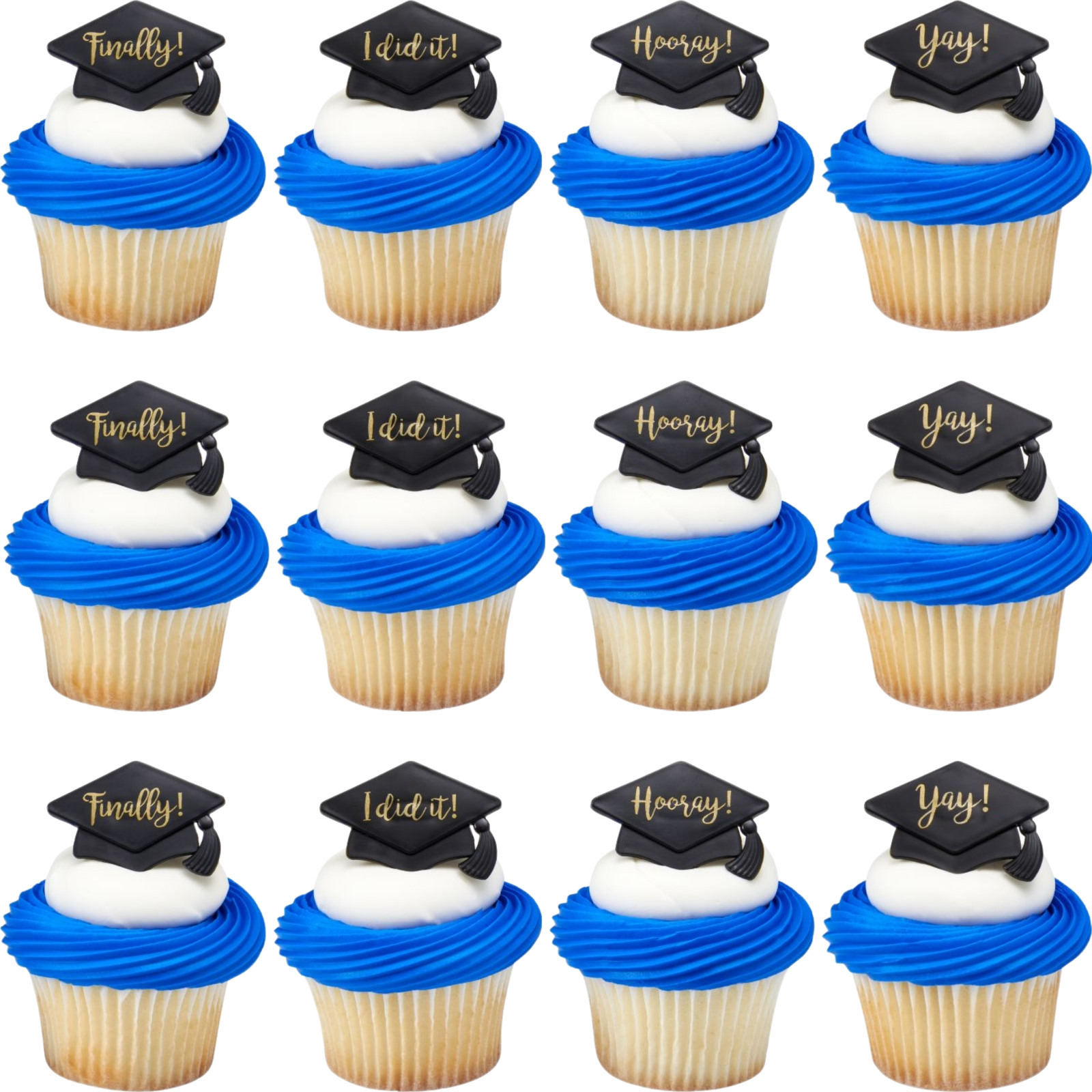 Graduation Hat Cupcake Rings (Pack of 12) 