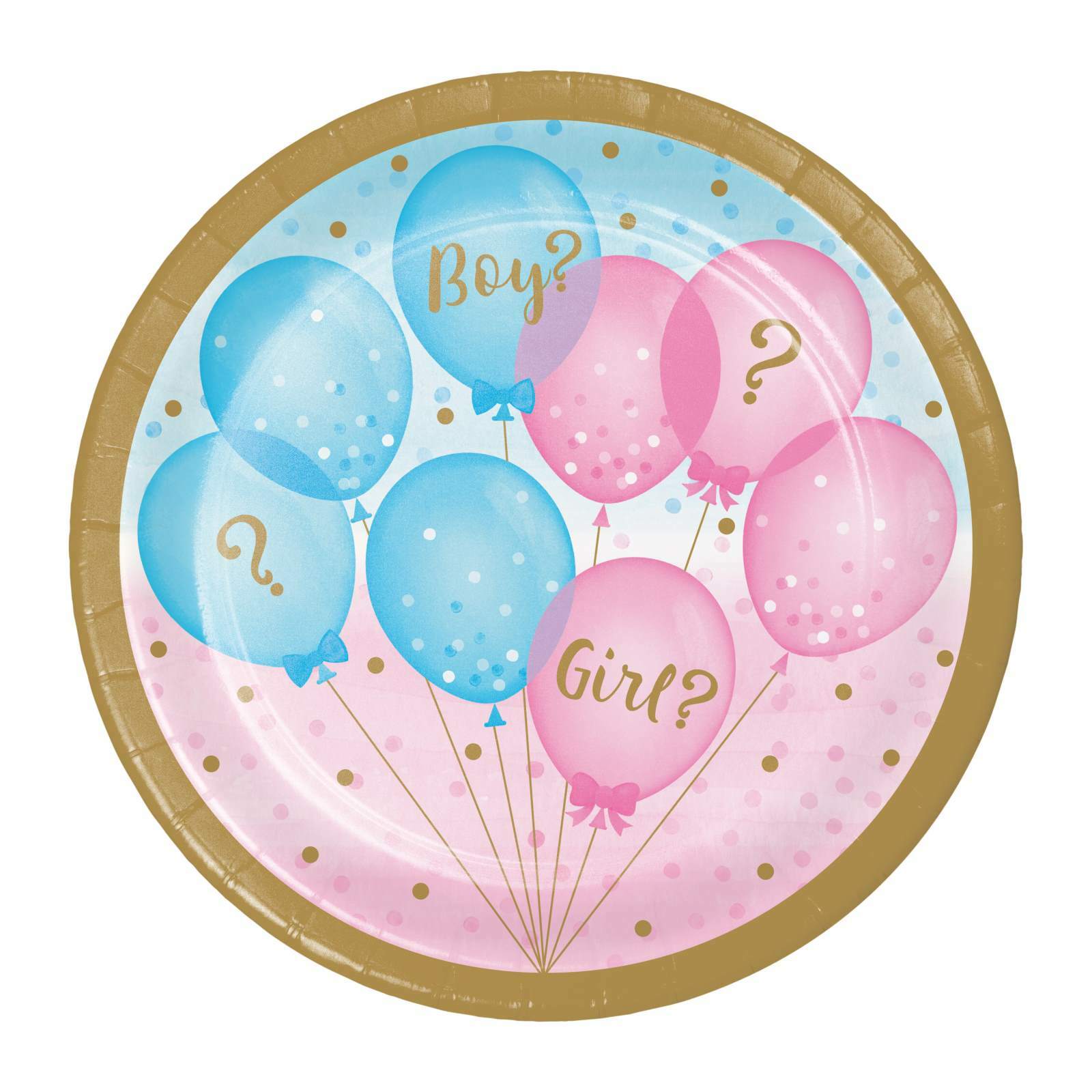 Gender Reveal Balloons Small Paper Plates (Pack of 8)