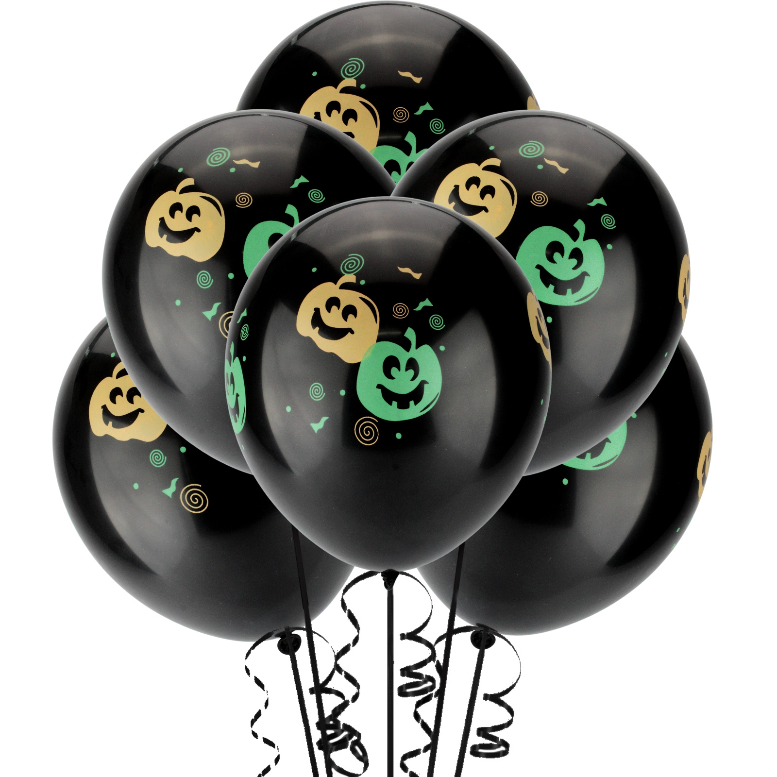 Green and Orange Pumpkin Head Latex Balloons (Pack of 10) 