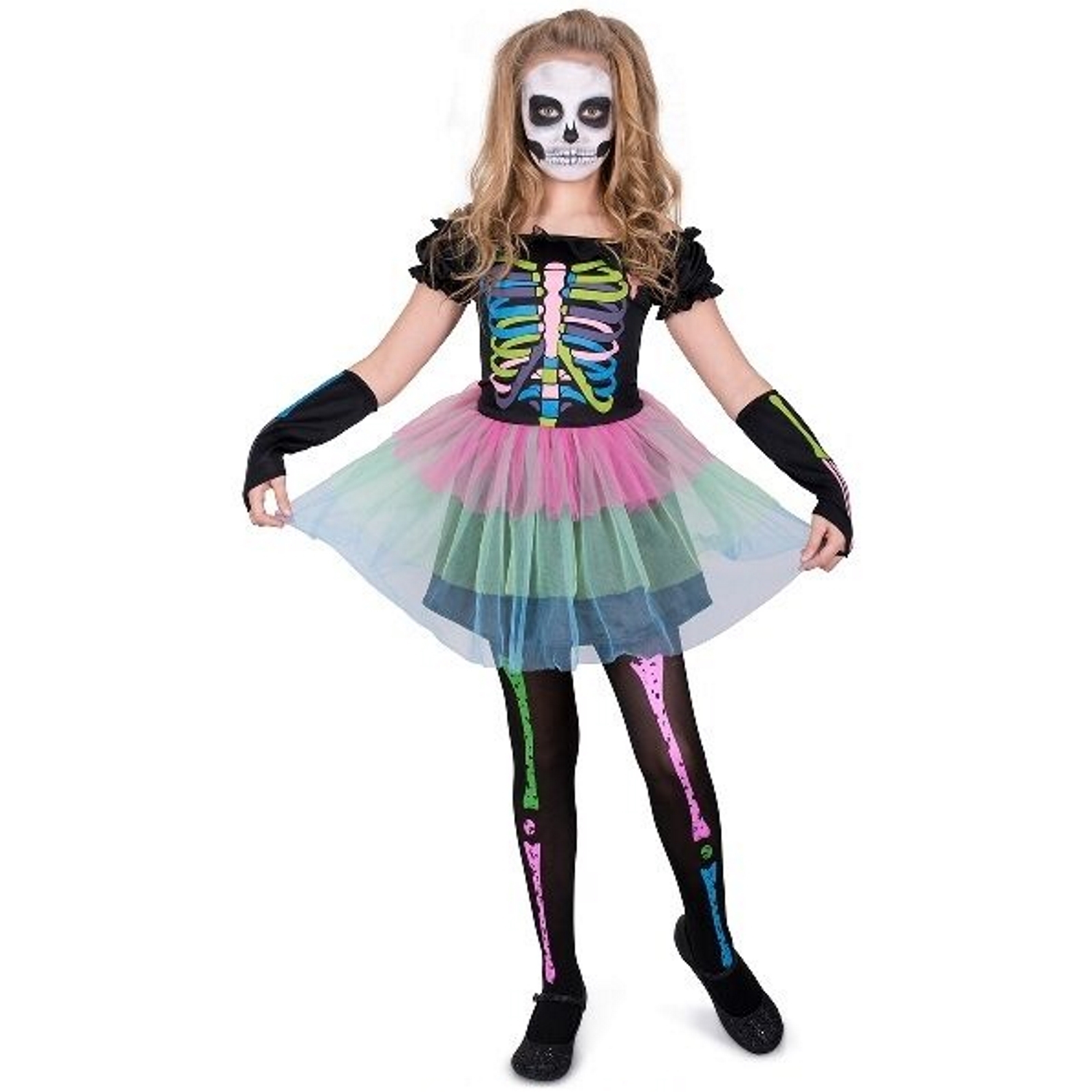 Girls Skeleton Bones Tutu Childs Costume Large
