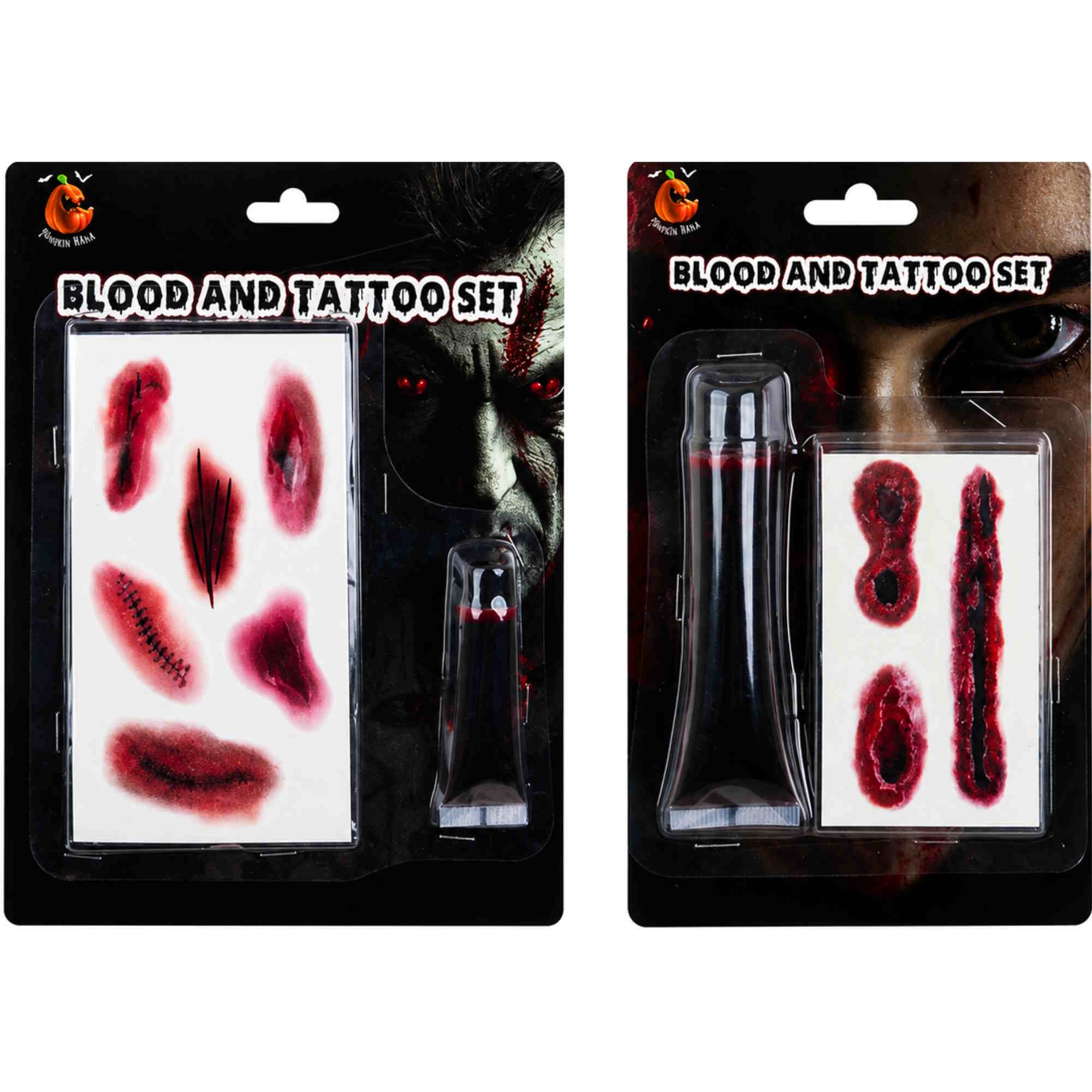 Fake Blood and Tattoo Set Assorted