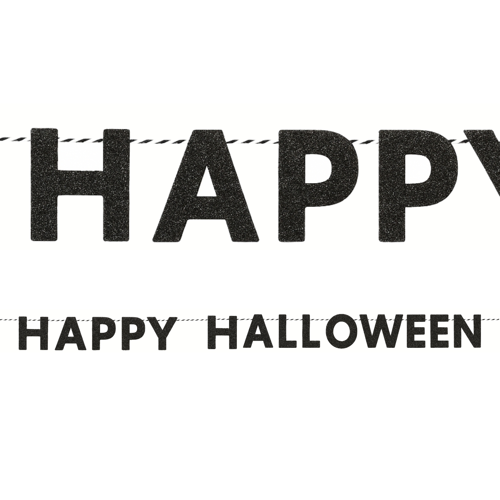 Happy Halloween Black Glitter Letter Banner