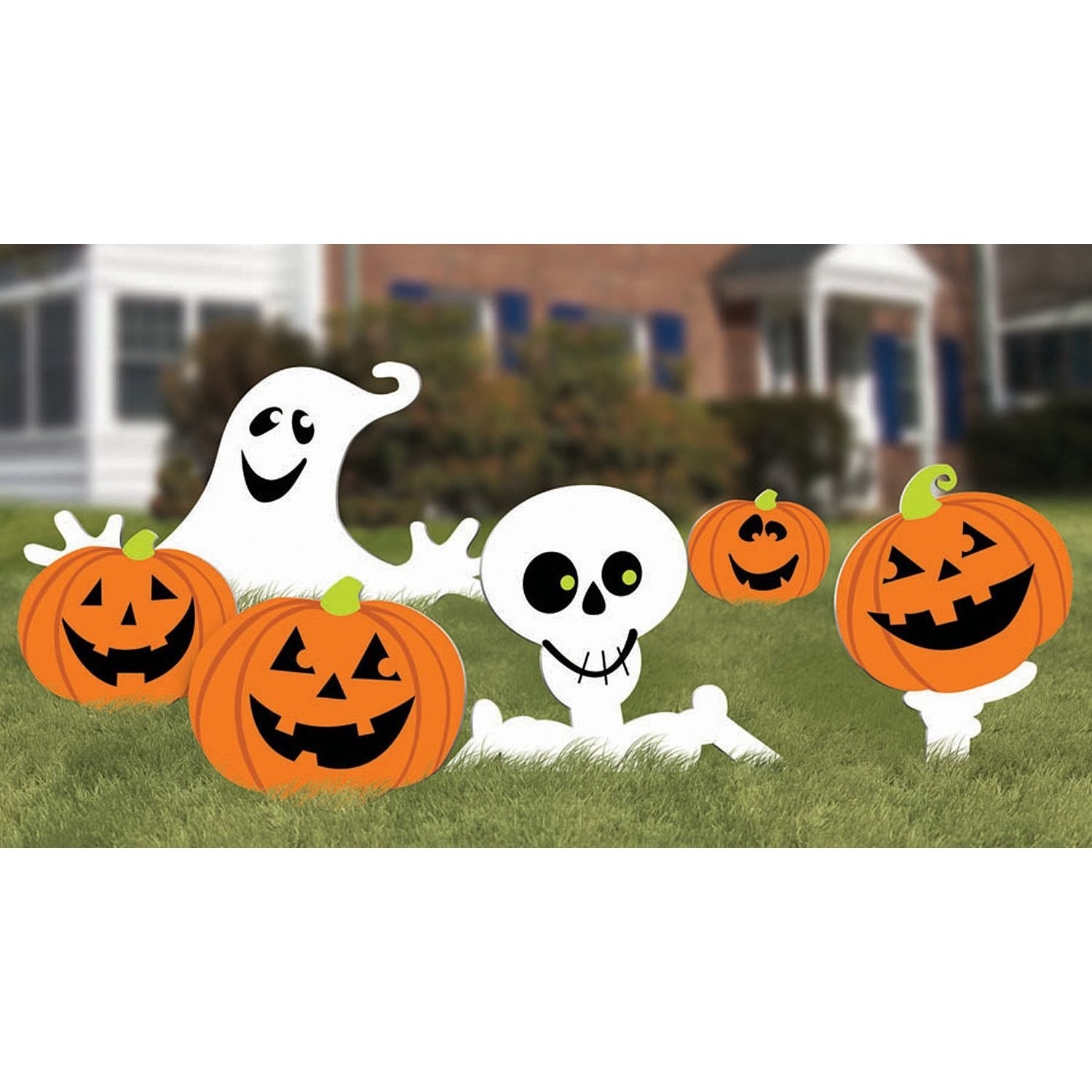 Halloween Pumpkin, Ghost and Skeleton Lawn Decorations (Pack of 6)