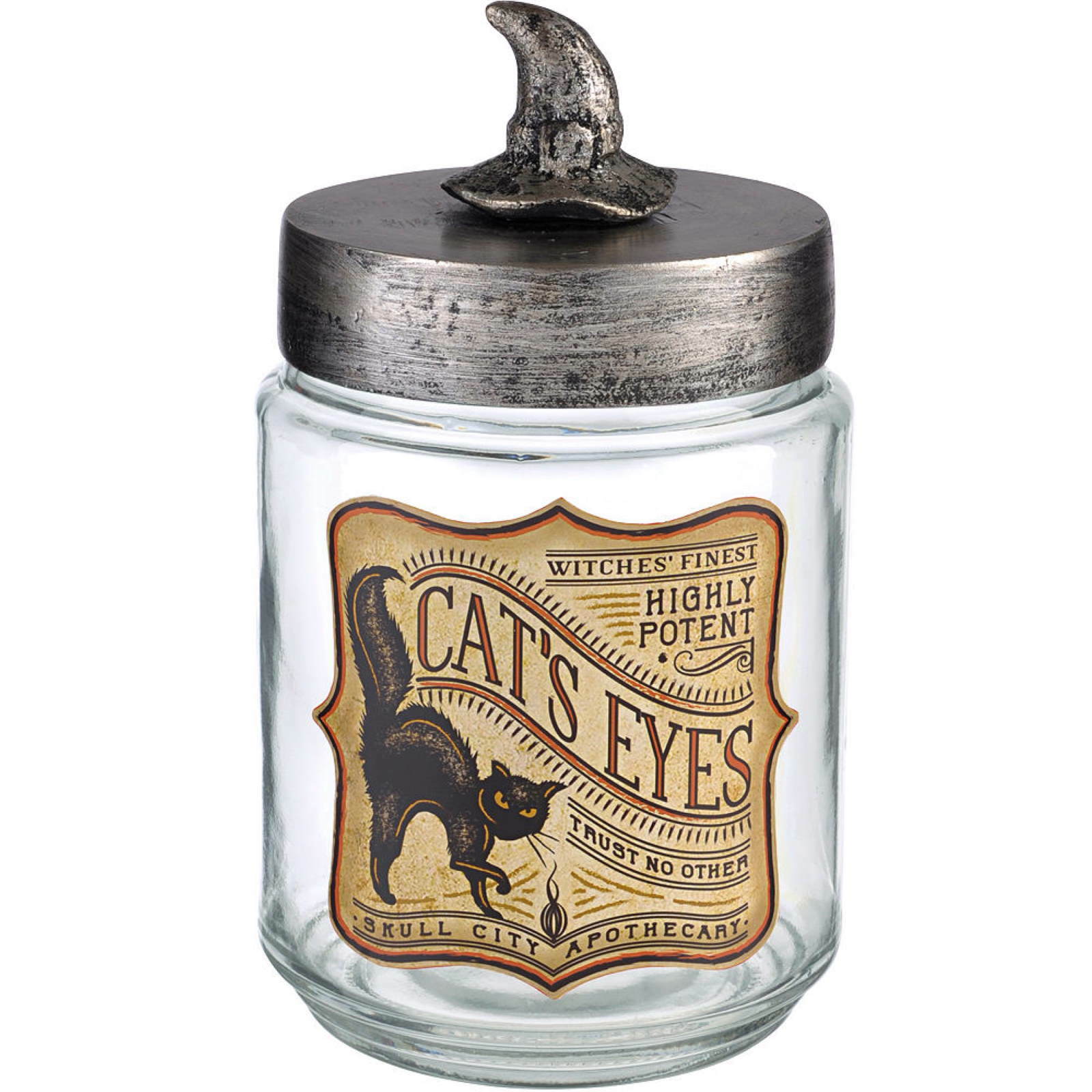 Spooks and Spells Glass Witch Hat Jar