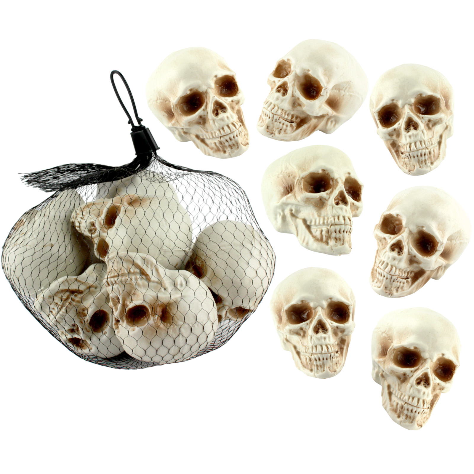 Mini Plastic Human Skulls (Bag of 8) 