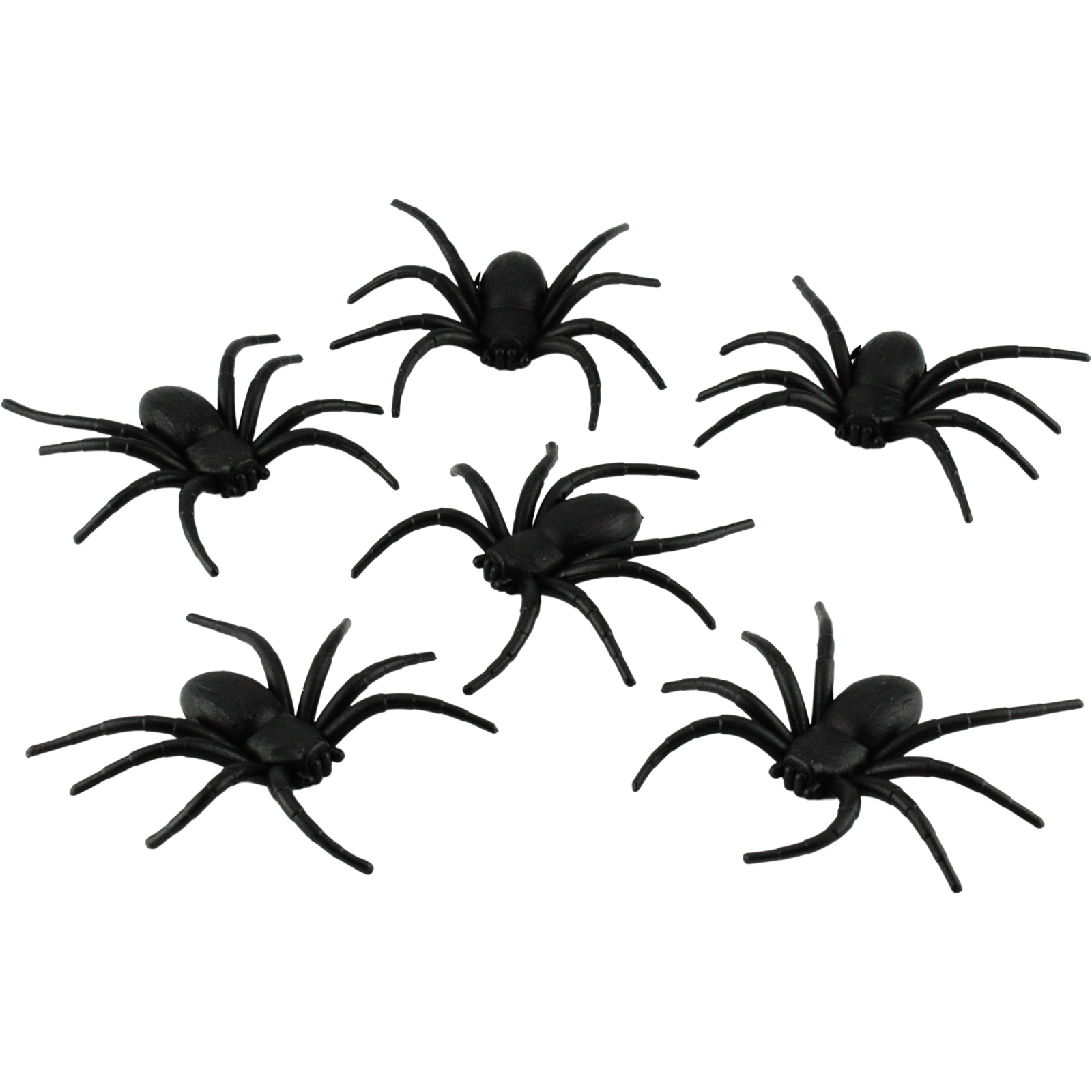 Creepy Black Plastic Spiders (Pack of 6) 