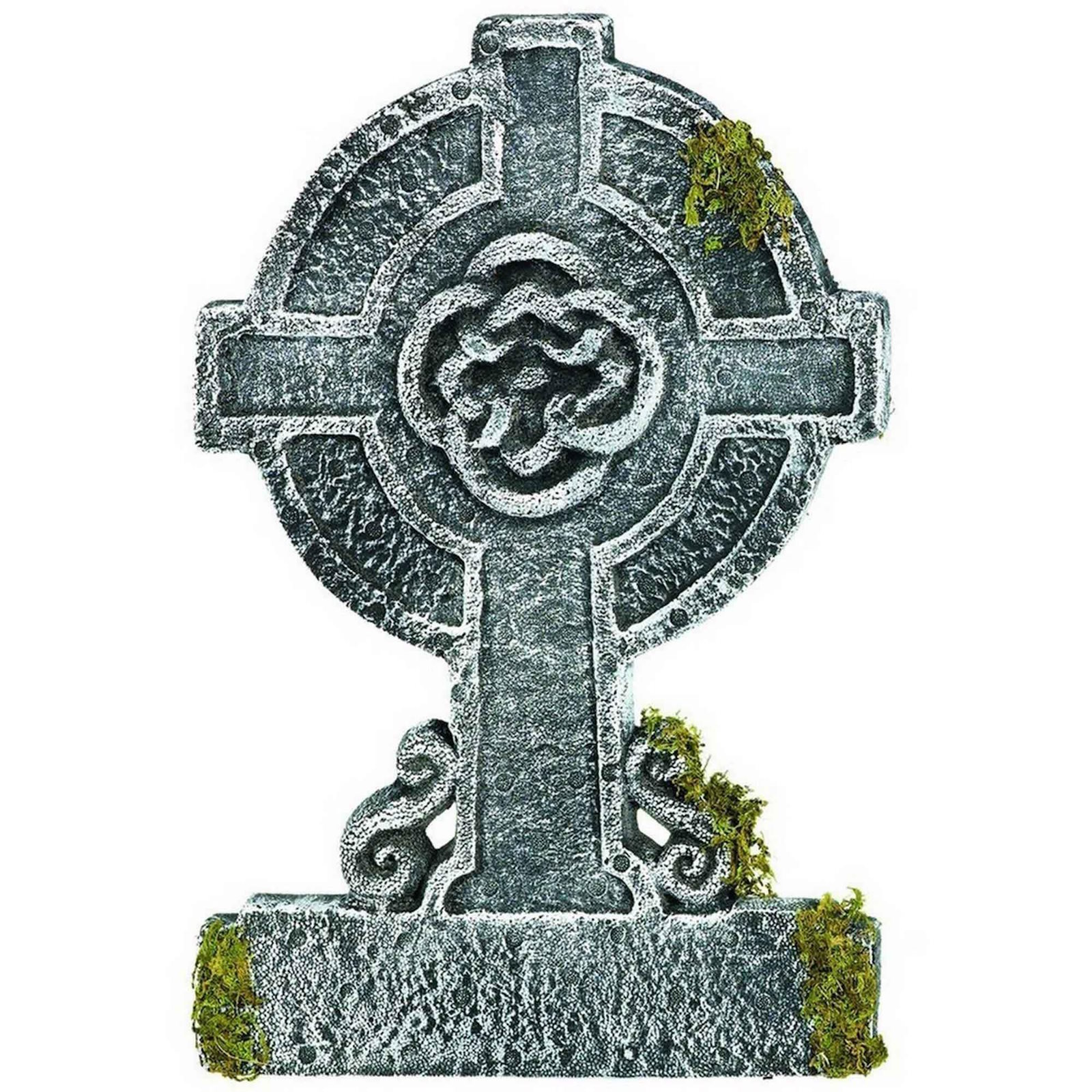 Mossy Cross Tombstone Halloween Prop