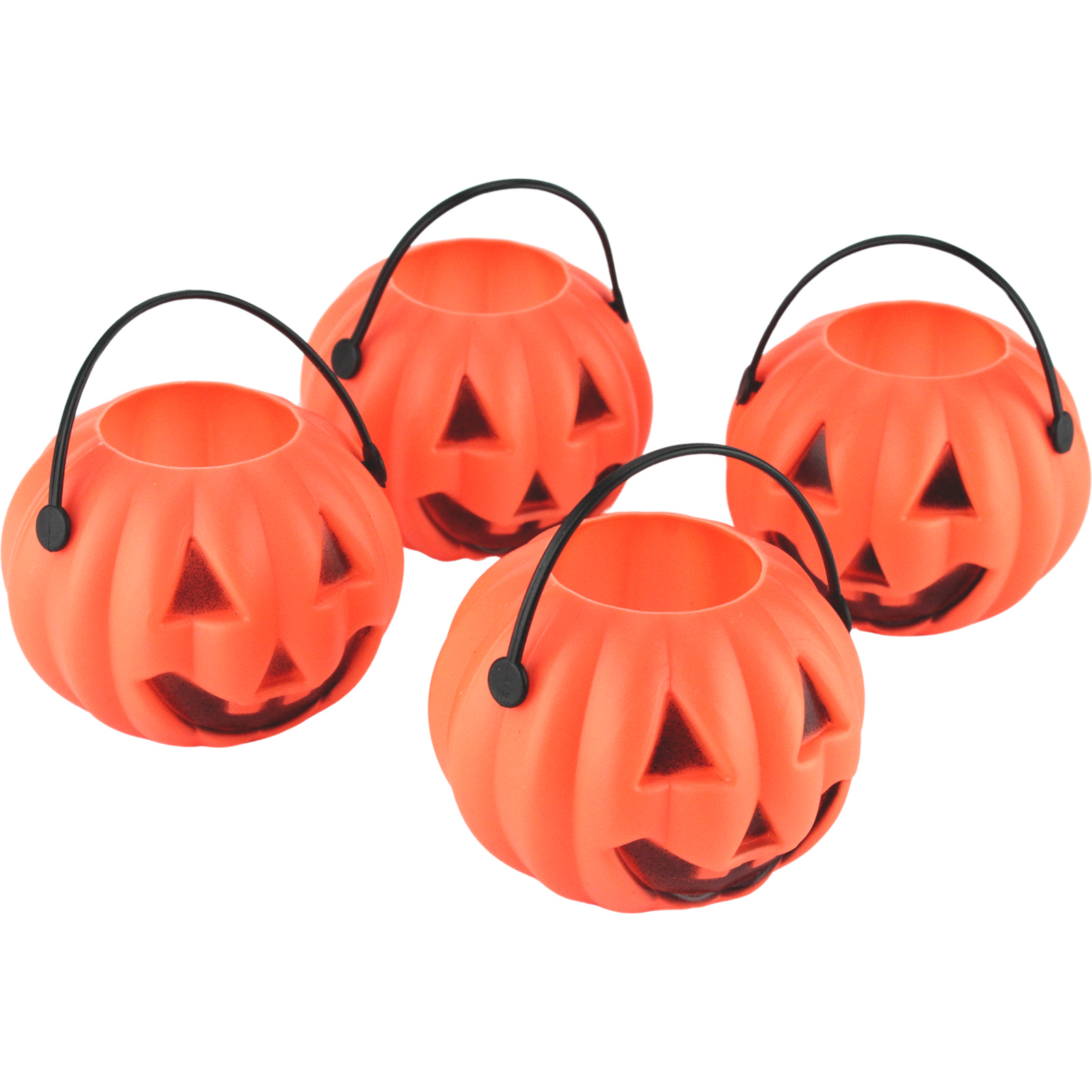Mini Halloween Plastic Pumpkin Pails (Pack of 4) 