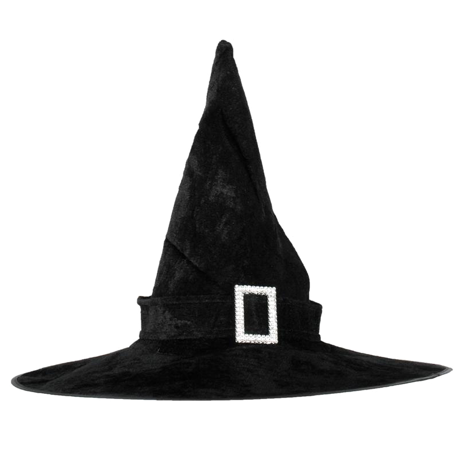 Childs Black Plush Witch Hat with Buckle