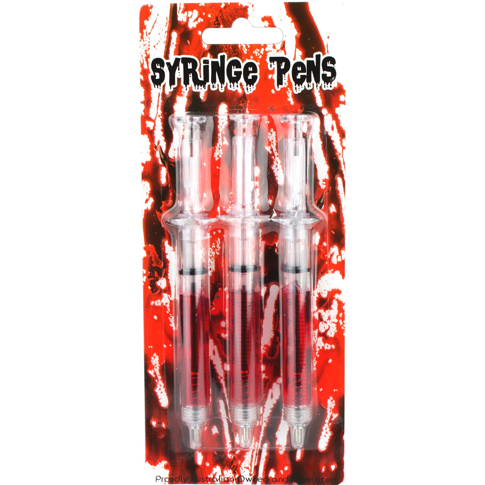 Plastic Syringe Pens With Fake Blood (Pack of 3)