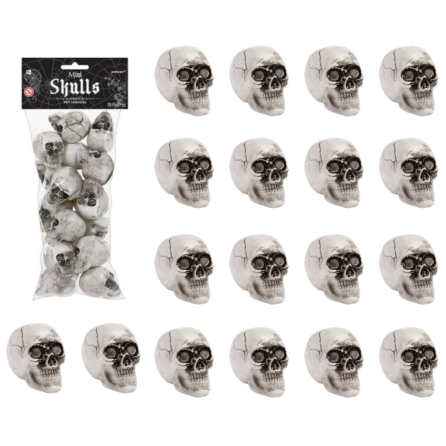 Mini Plastic Skulls (Pack of 18)