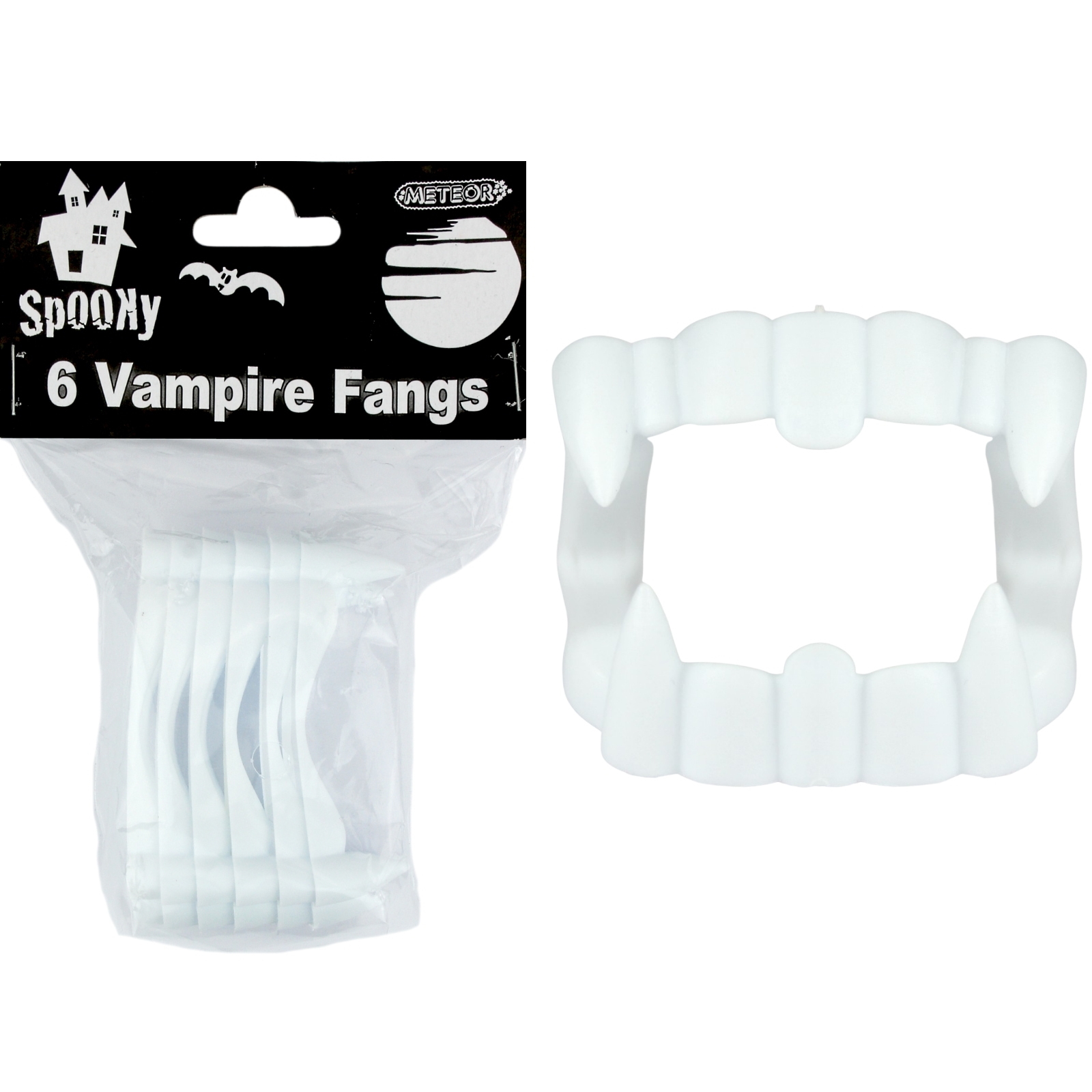 White Plastic Vampire Fangs (Pack of 6)