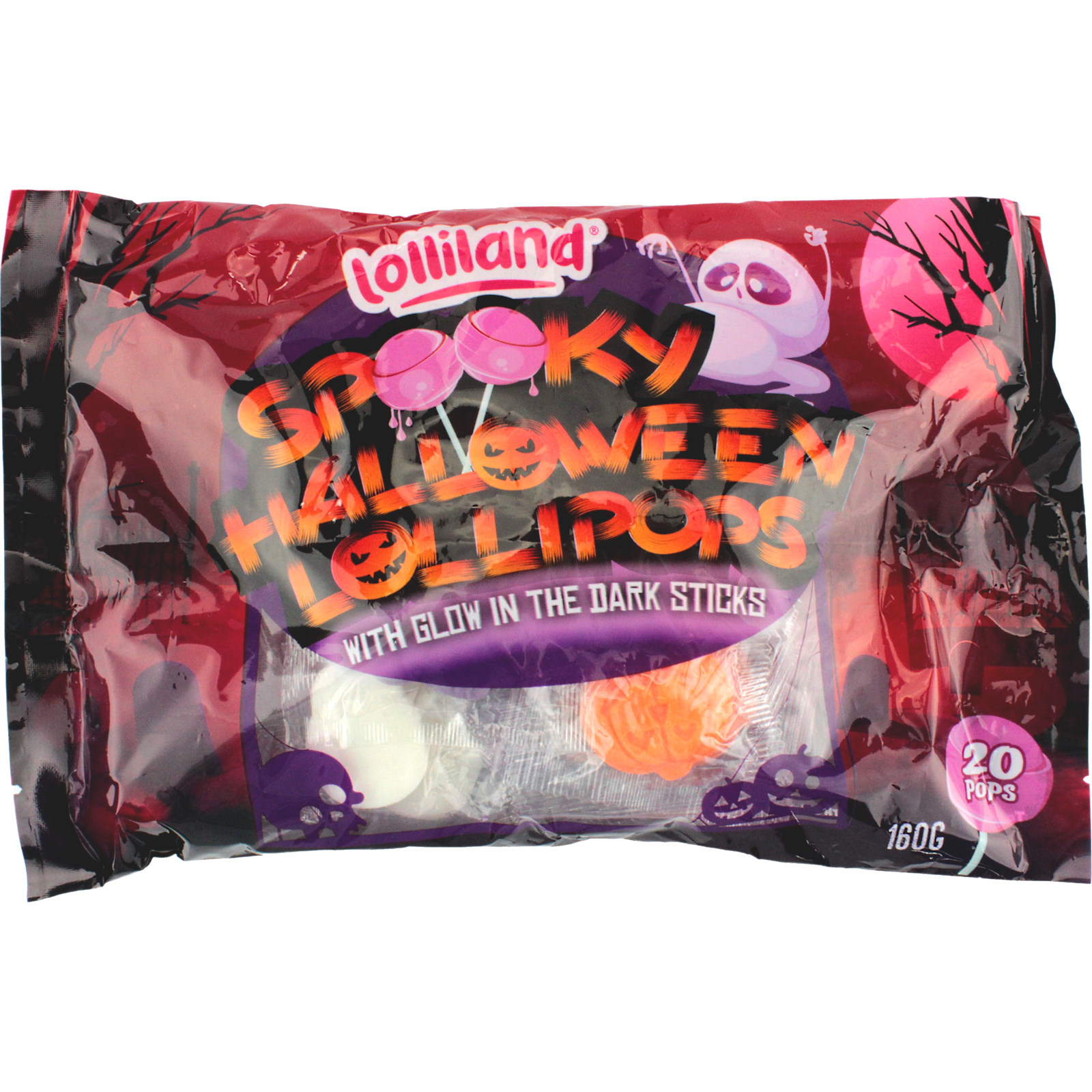 Halloween Lollipops With UV Glowing Sticks (Pack of 20) 