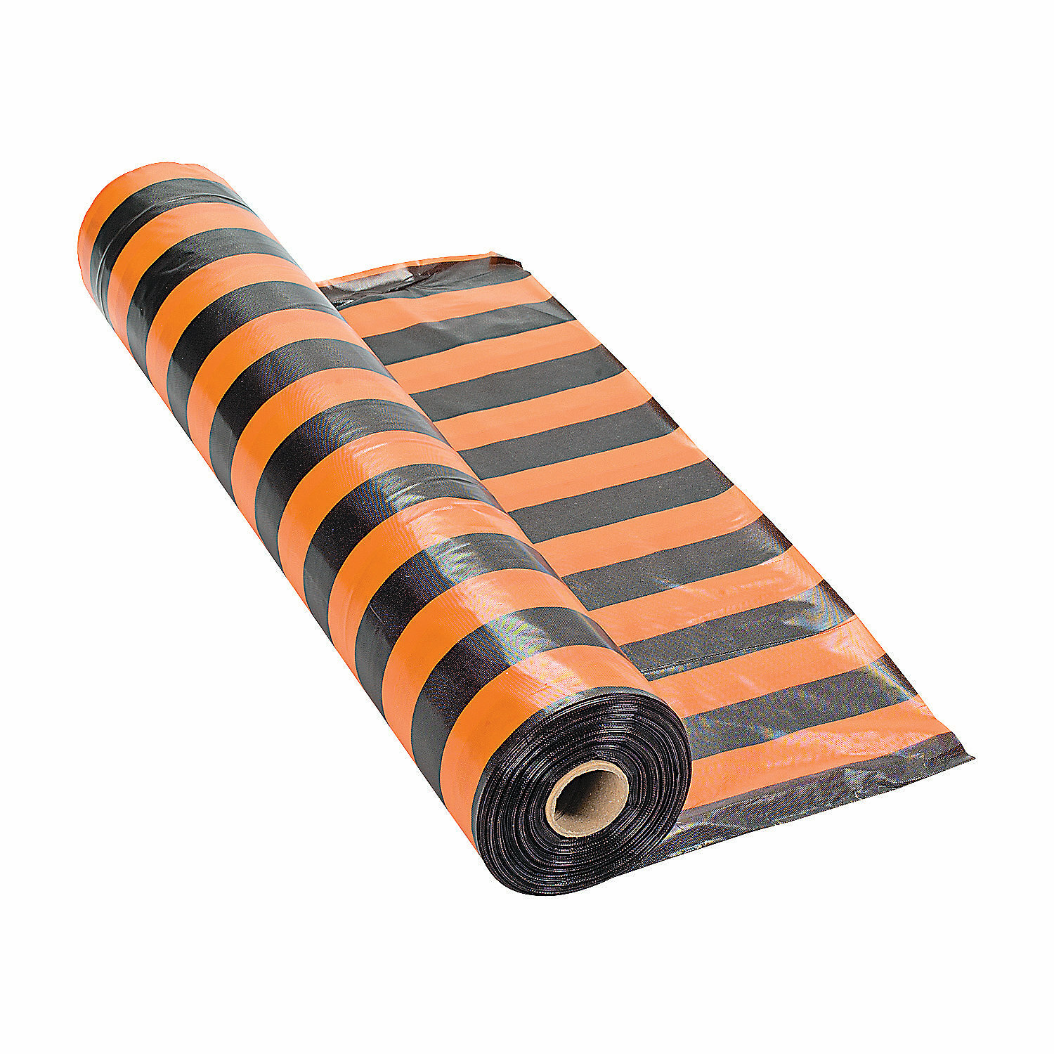 Orange and Black Striped Plastic Table Roll Tablecloth 30m