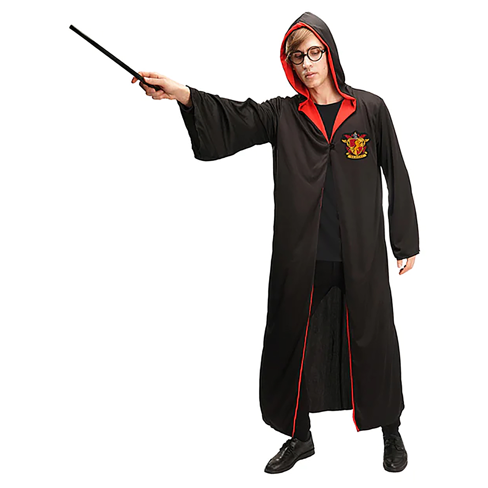 Adult Red Hooded Wizard Robe With Glasses