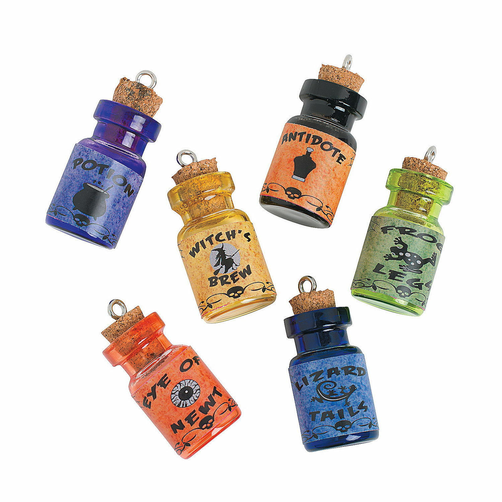 Mini Wizard Glass Potion Charm Bottles (Pack of 6)