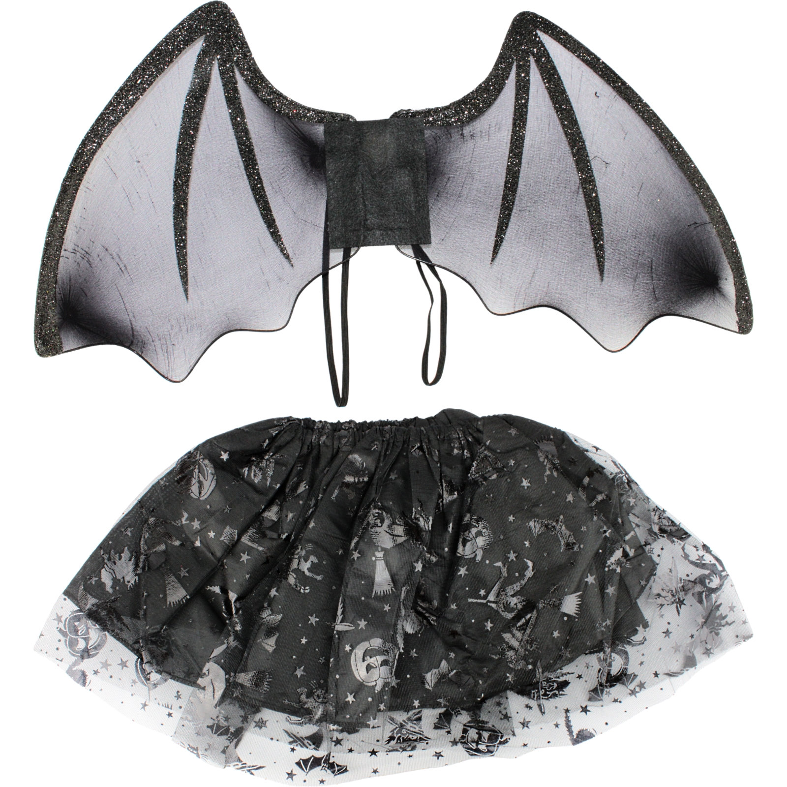 Kids Black Bat Wings and Tutu Set
