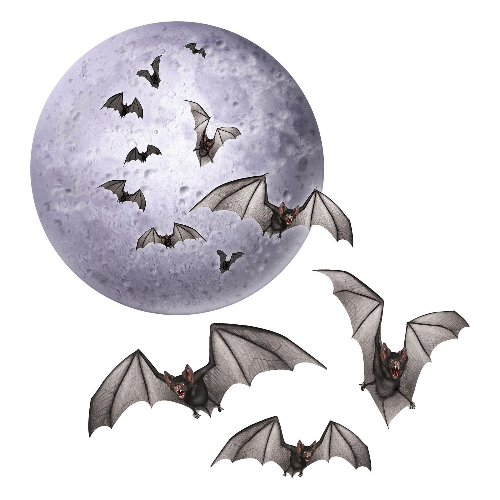 Moon and Bat Cutout Wall Decorations (Pack of 4)