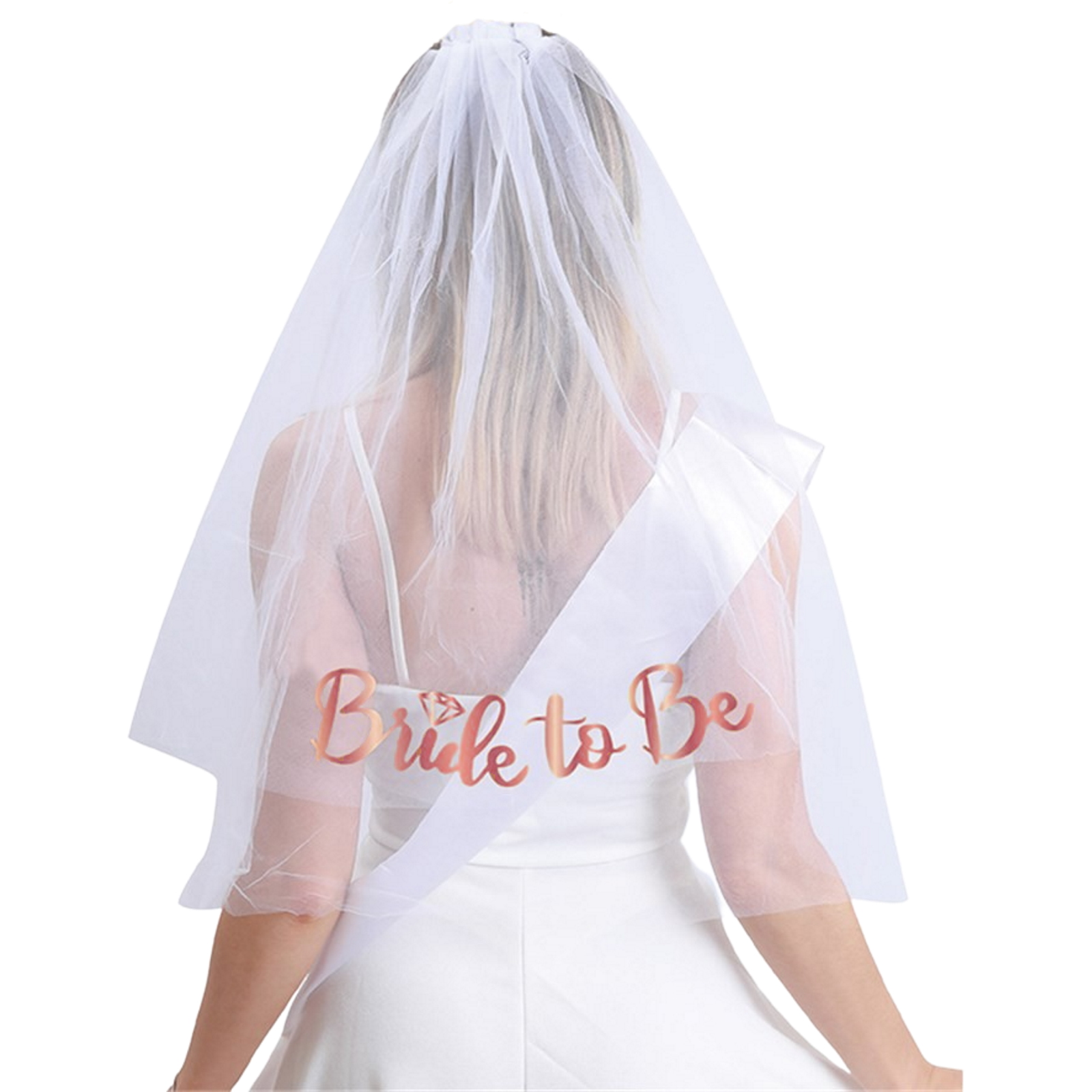 Rose Gold Bride To Be Tulle Veil