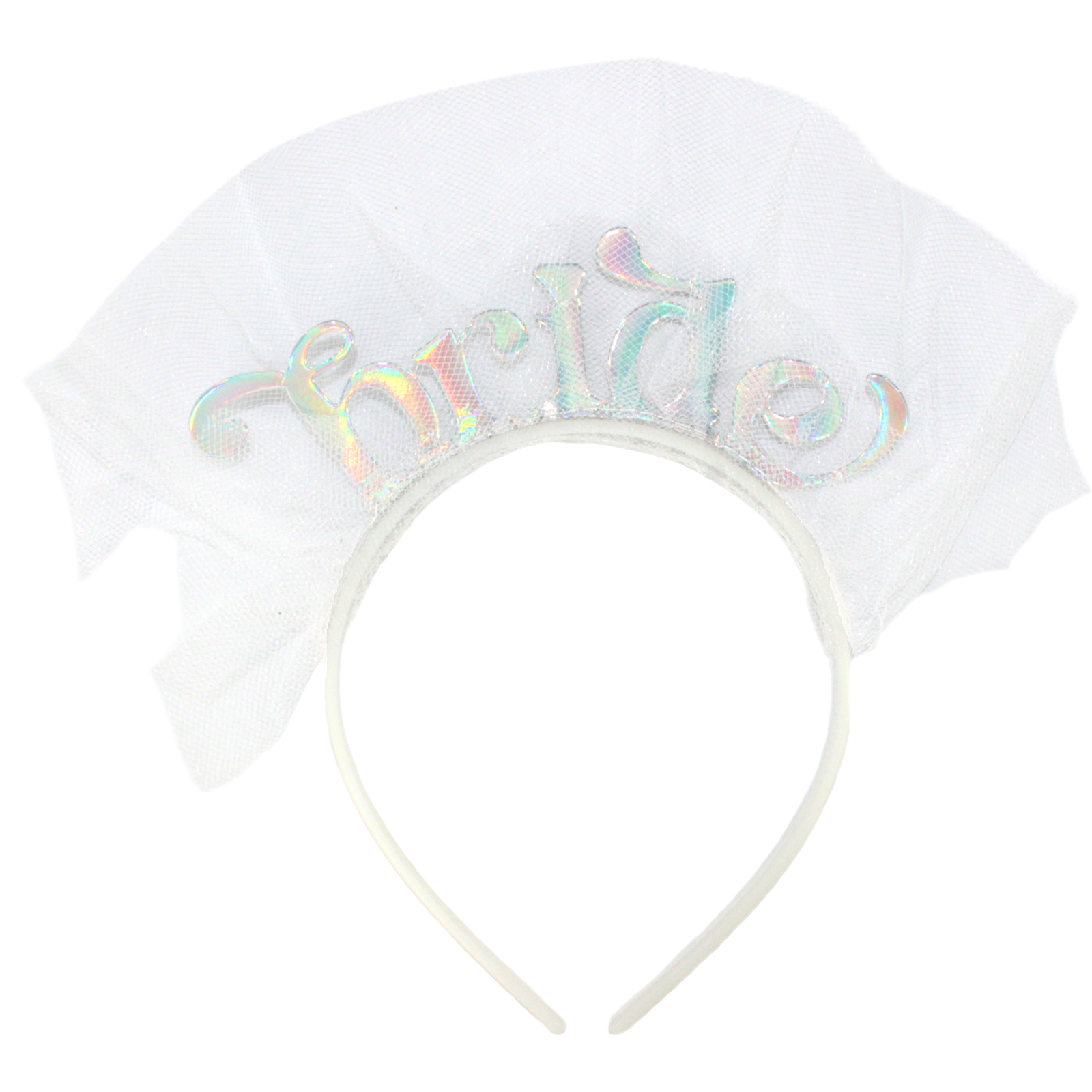 Iridescent Foil Bride Headband with Tulle 