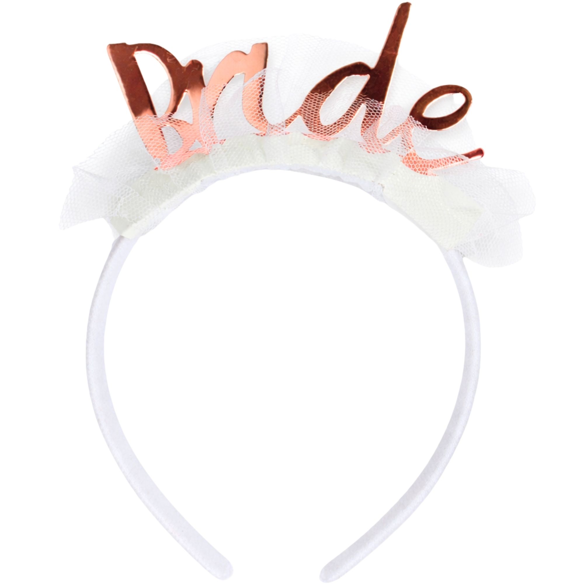 White & Rose Gold Bride Headband